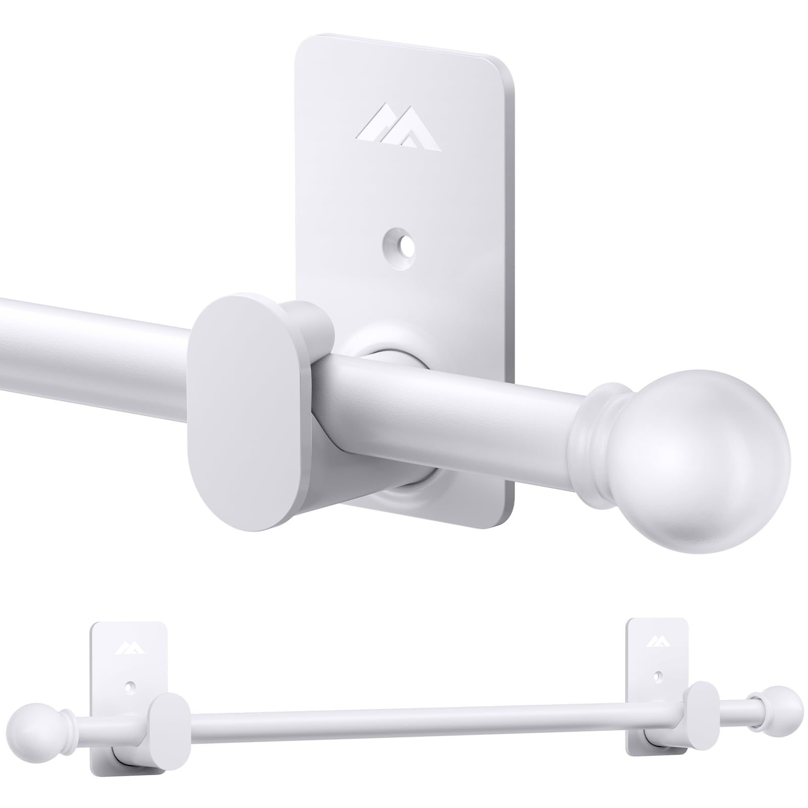 ZNONOX Curtain Rods No Drilling for Windows 30 to 60 Inches,5/8 Inch Diameter No Drill Curtain Rod Set with 3M Adhesive Brackets, White