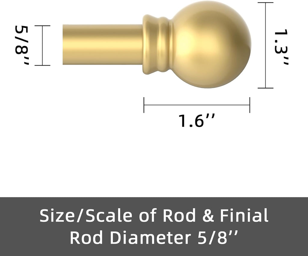 GXOACKJ Curtain Rods for windows 32-48 inch, 5/8 inch Decorative Gold Splicing Heavy Duty Metal Curtain Rod set with Brackets
