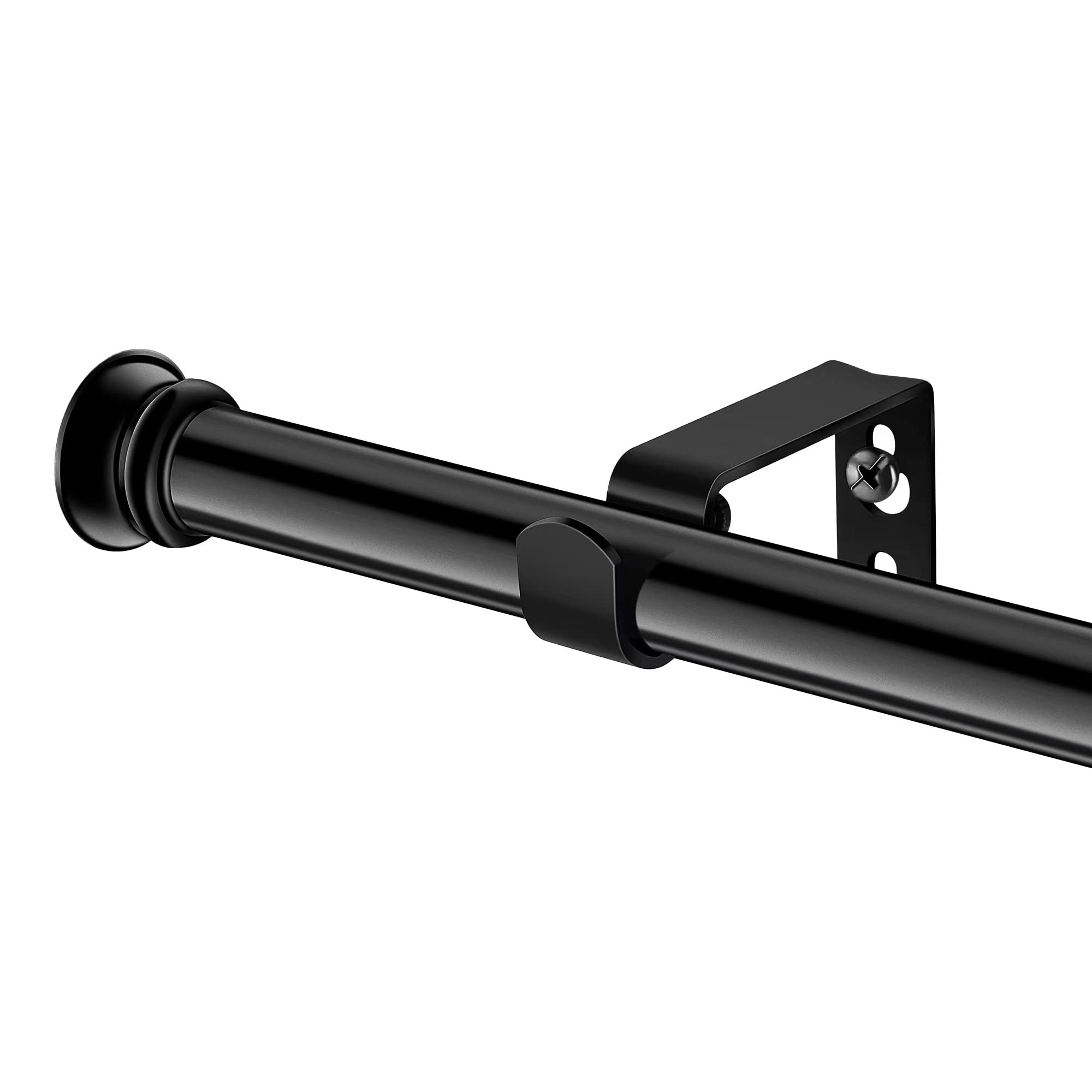 Standard Decorative Window Curtain Rods 30 to 116 Inch,5/8 Inch Diameter Small Curtain Rod Set, Heavy Duty Drapery Rods with Brackets-Black