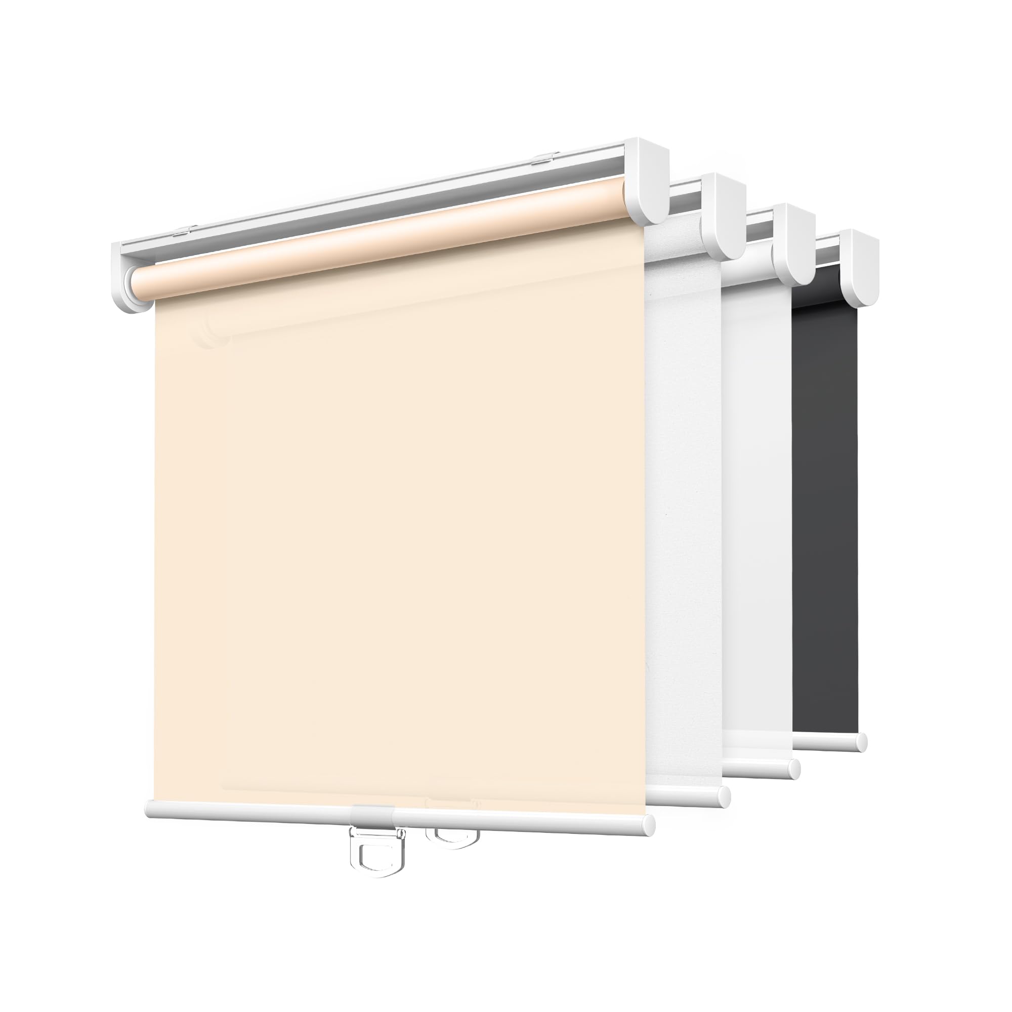 LazBlinds No Tools No Drill Cordless Roller Shades, 100% Blackout Roller Blinds for Windows, Thermal Insulated UV Protection Waterproof Roll Up Window Blinds and Shades, 28'' W x 72'' H, White