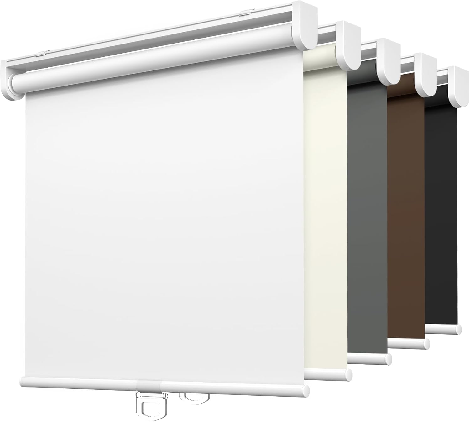 LazBlinds No Tools No Drill Cordless Roller Shades, 100% Blackout Roller Blinds for Windows, Thermal Insulated UV Protection Waterproof Roll Up Window Blinds and Shades, 28'' W x 72'' H, White