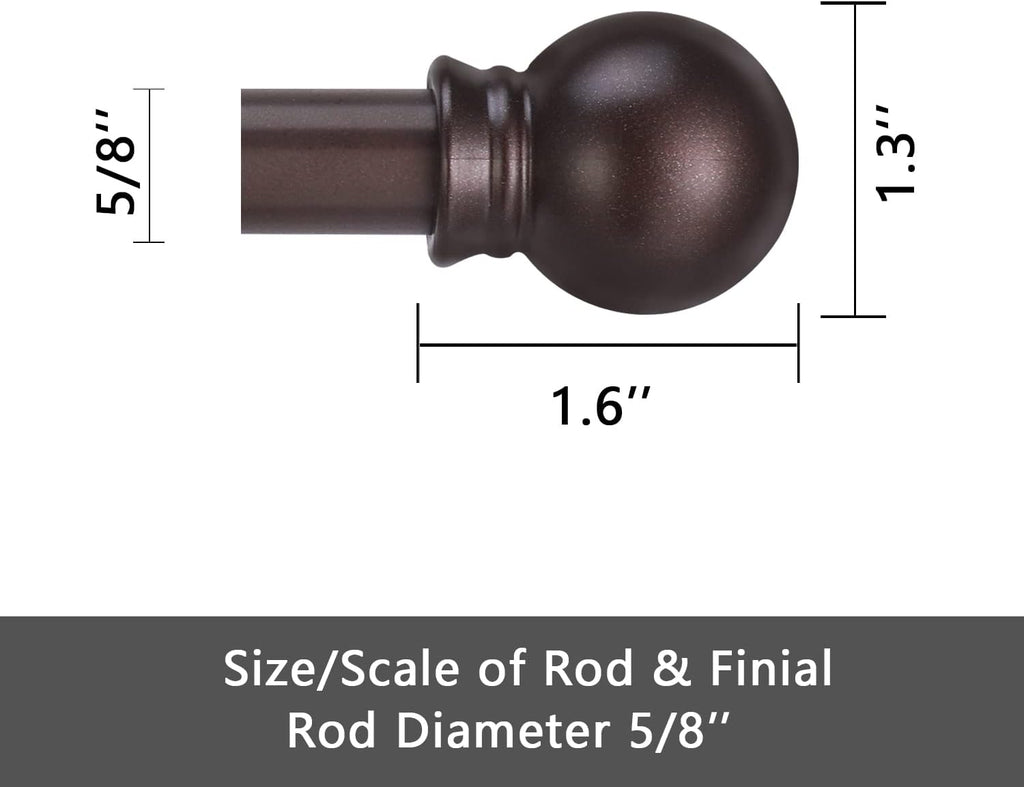 GXOACKJ Curtain Rods for windows 32 to 62 inch,5/8 inch Decorative Curtain Rod Set,Brown Splicing Heavy Duty Metal Curtain Rod with Brackets