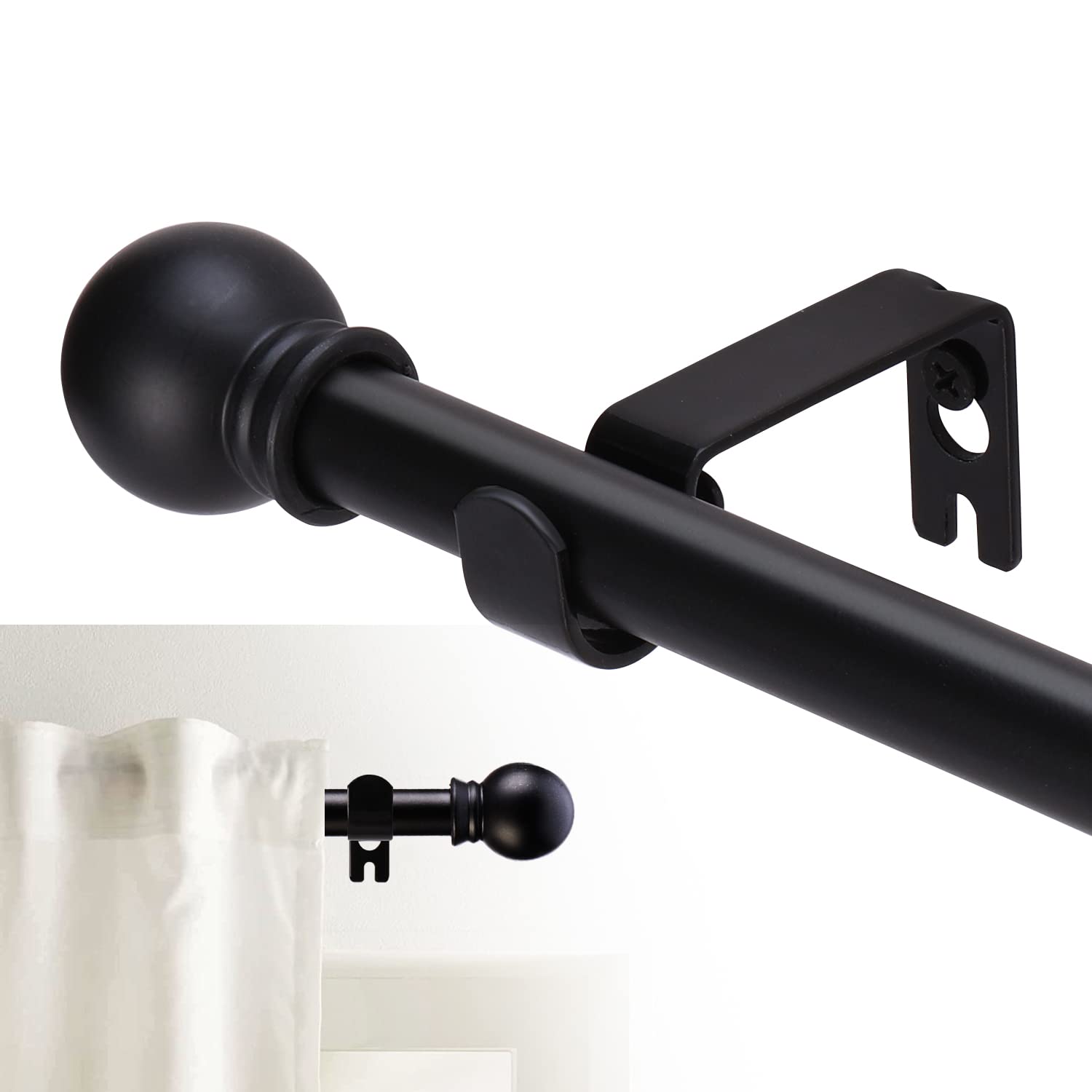 GXOACKJ Curtain Rods for windows 32 to 62 inch,5/8 inch Decorative Curtain Rod Set,Brown Splicing Heavy Duty Metal Curtain Rod with Brackets