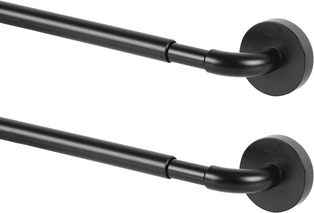 TYRON Magnetic Curtain Rods Set of 2 for Metal Doors Adjustable 30"-40" Diameter 3/8" Magnetic Curtain Rods French Door Magnetic Curtain Rods