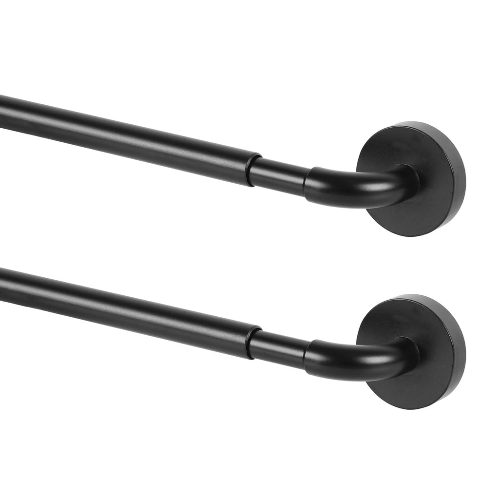 TYRON Magnetic Curtain Rods Set of 2 for Metal Doors Adjustable 30"-40" Diameter 3/8" Magnetic Curtain Rods French Door Magnetic Curtain Rods