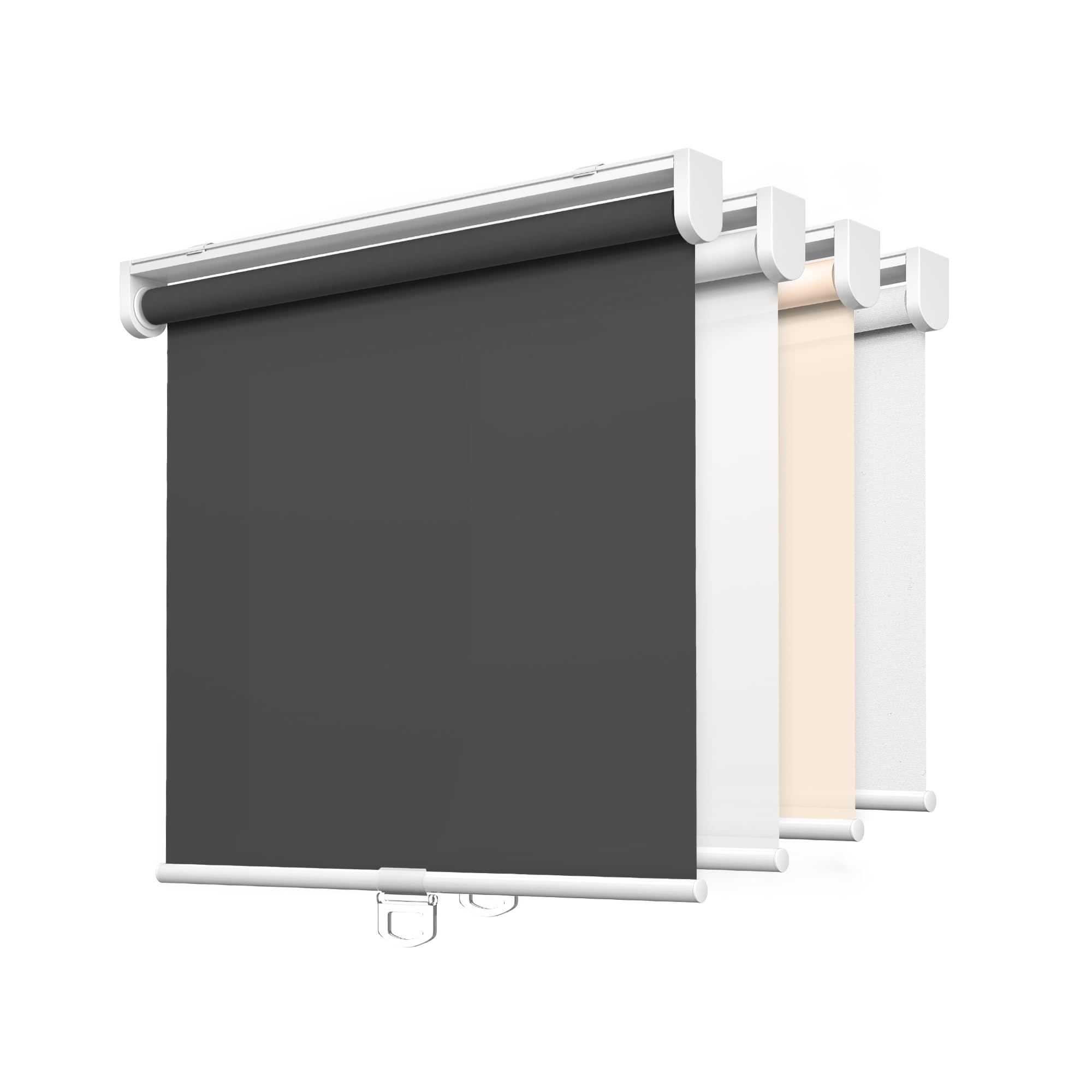 LazBlinds No Tools No Drill Cordless Roller Shades, 100% Blackout Roller Blinds for Windows, Thermal Insulated UV Protection Waterproof Roll Up Window Blinds and Shades, 28'' W x 72'' H, White
