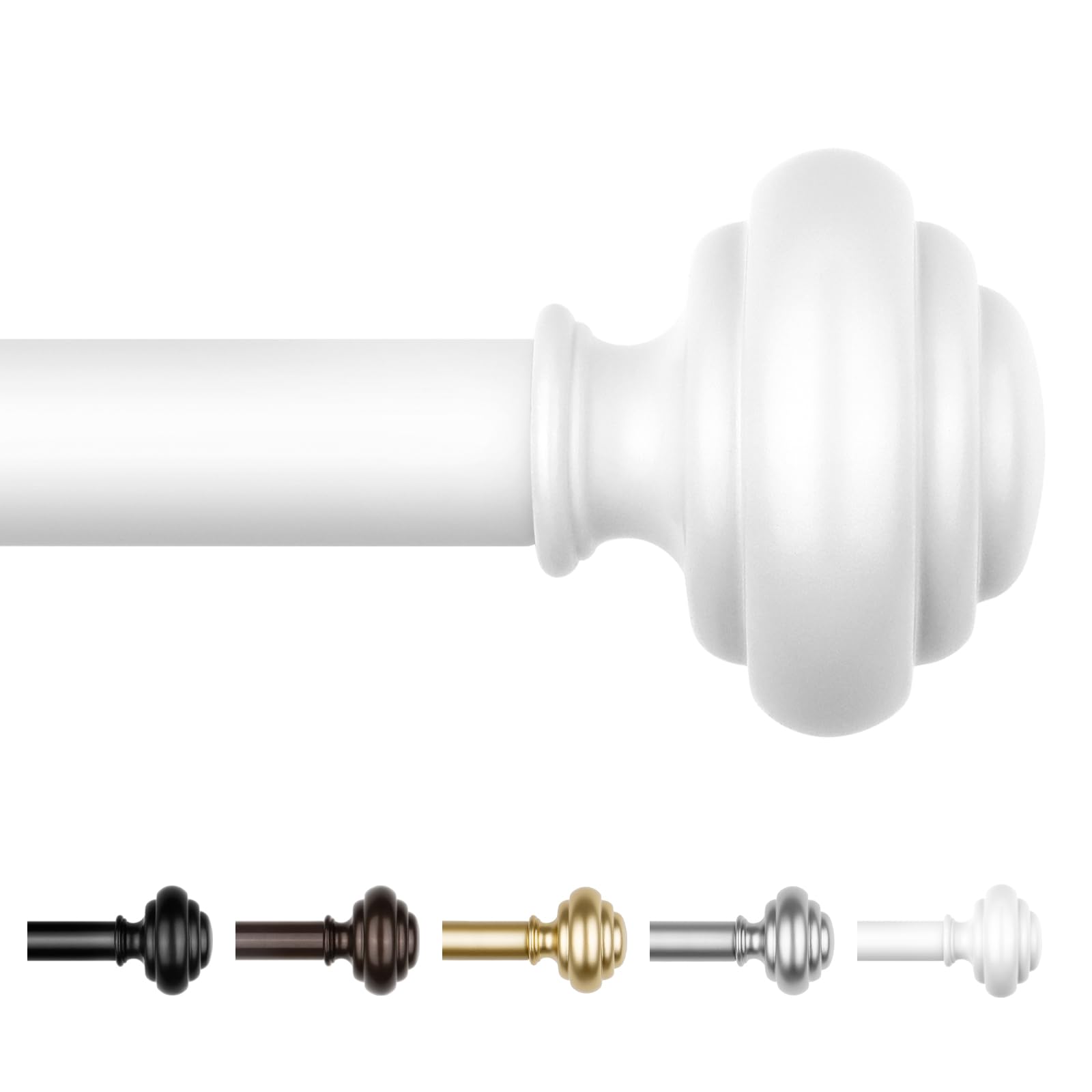 KAMANINA Curtain Rods for Windows 48 to 84 Inches (4-7ft) Heavy Duty Curtain Rods, 7/8 Inch Adjustable Decorative Drapery Rods Set with Modern Finials, Gold