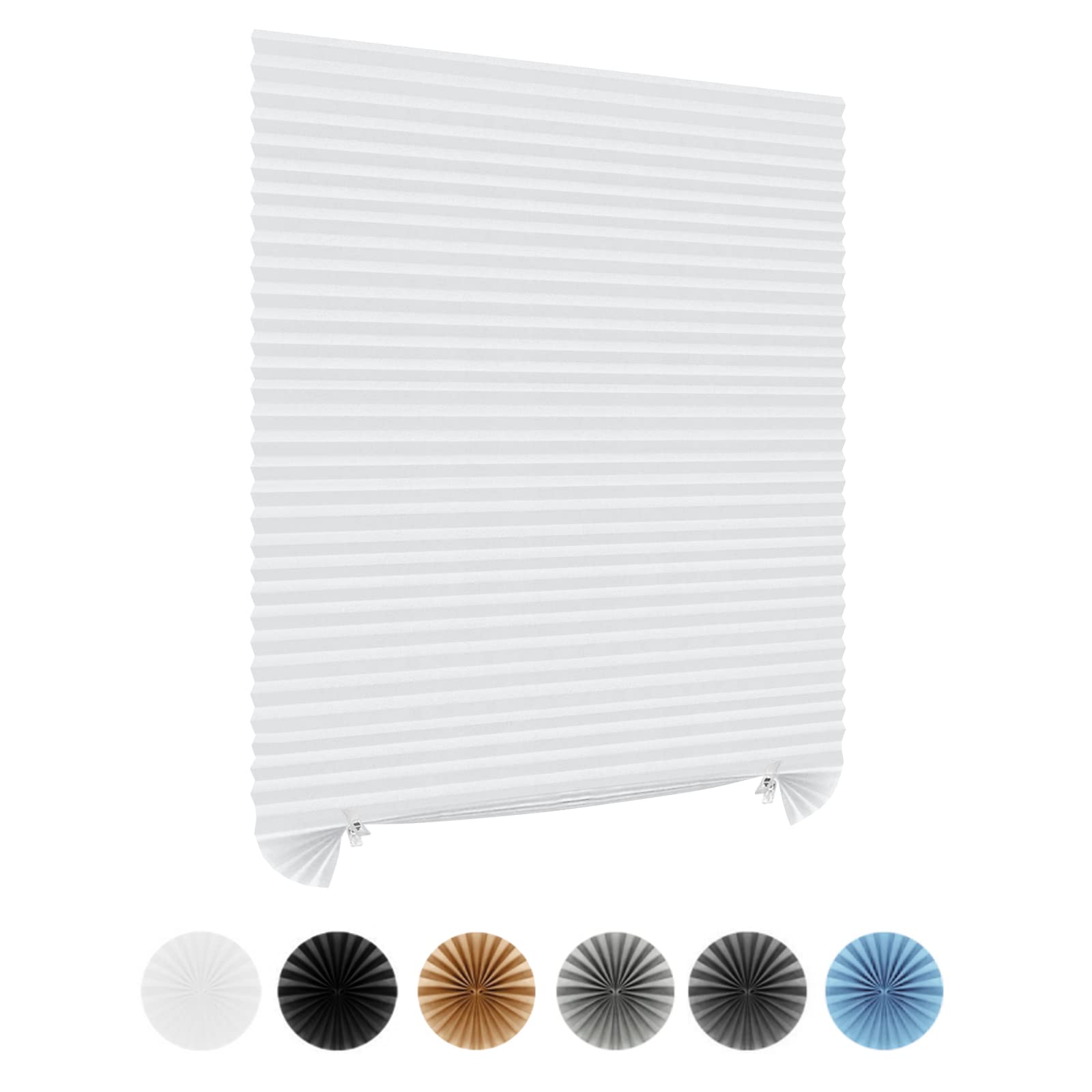 Window Blinds Cordless Blackout No Drill Cut to Size Clip On Stick On Self Adhesive Temporary Blinds Pleated Paper Blinds for Windows Doors Shades for Home Nursery Bedroom Kitchen Bathroom