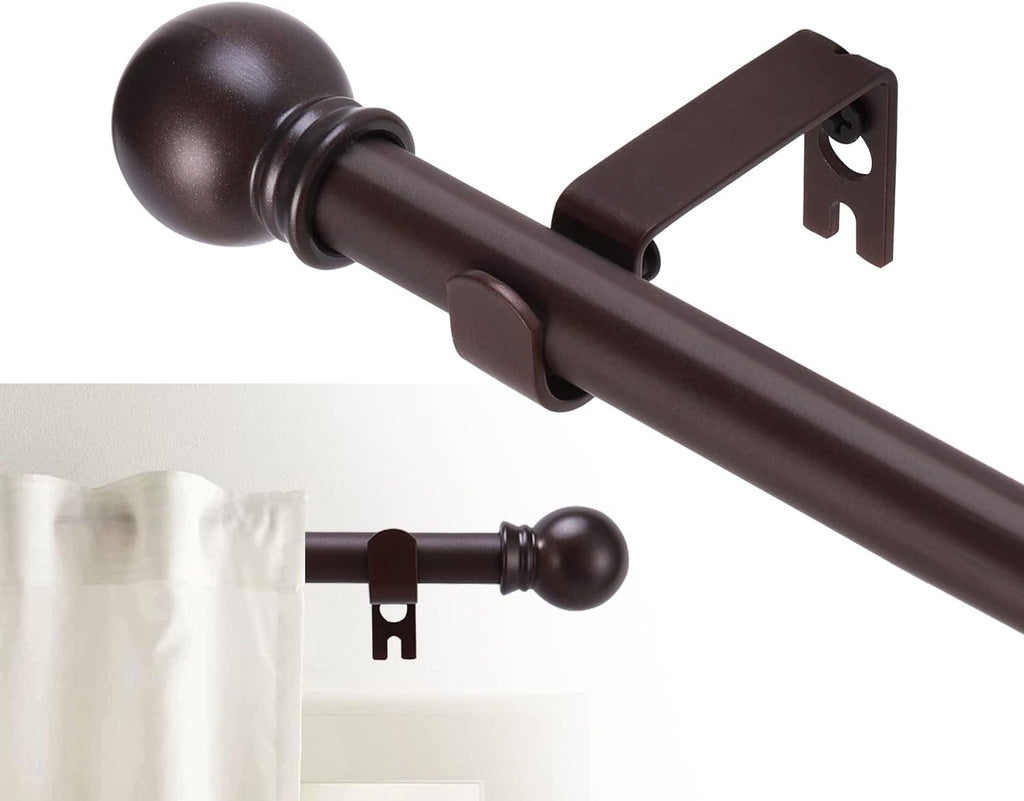 GXOACKJ Curtain Rods for windows 32 to 62 inch,5/8 inch Decorative Curtain Rod Set,Brown Splicing Heavy Duty Metal Curtain Rod with Brackets