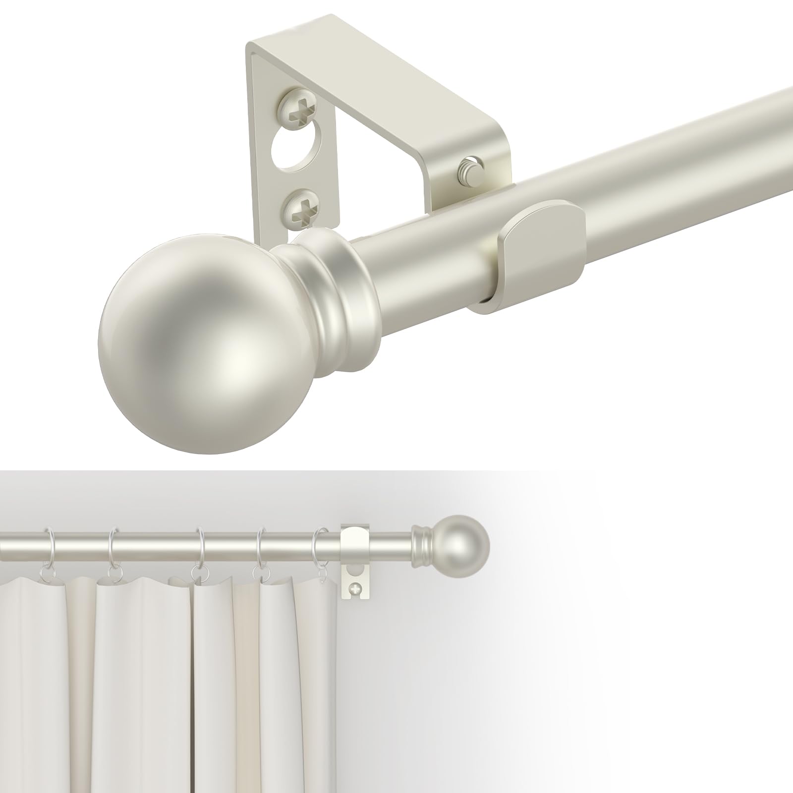 GXOACKJ Curtain Rods for windows 66-120 inch, 5/8 inch Decorative Gold Splicing Heavy Duty Metal Curtain Rod set with Brackets