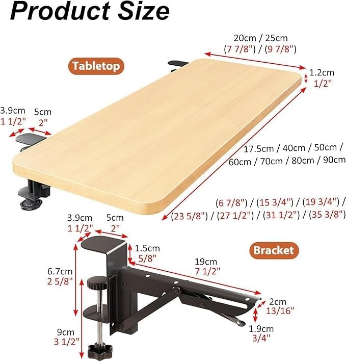 Clamp-on Foldable Window Sill Extension, No Drill Computer Desk Extender Table, Ledge Countertop Board, Detachable Plant Shelf(60x20cm(23 5/8x7 7/8"))