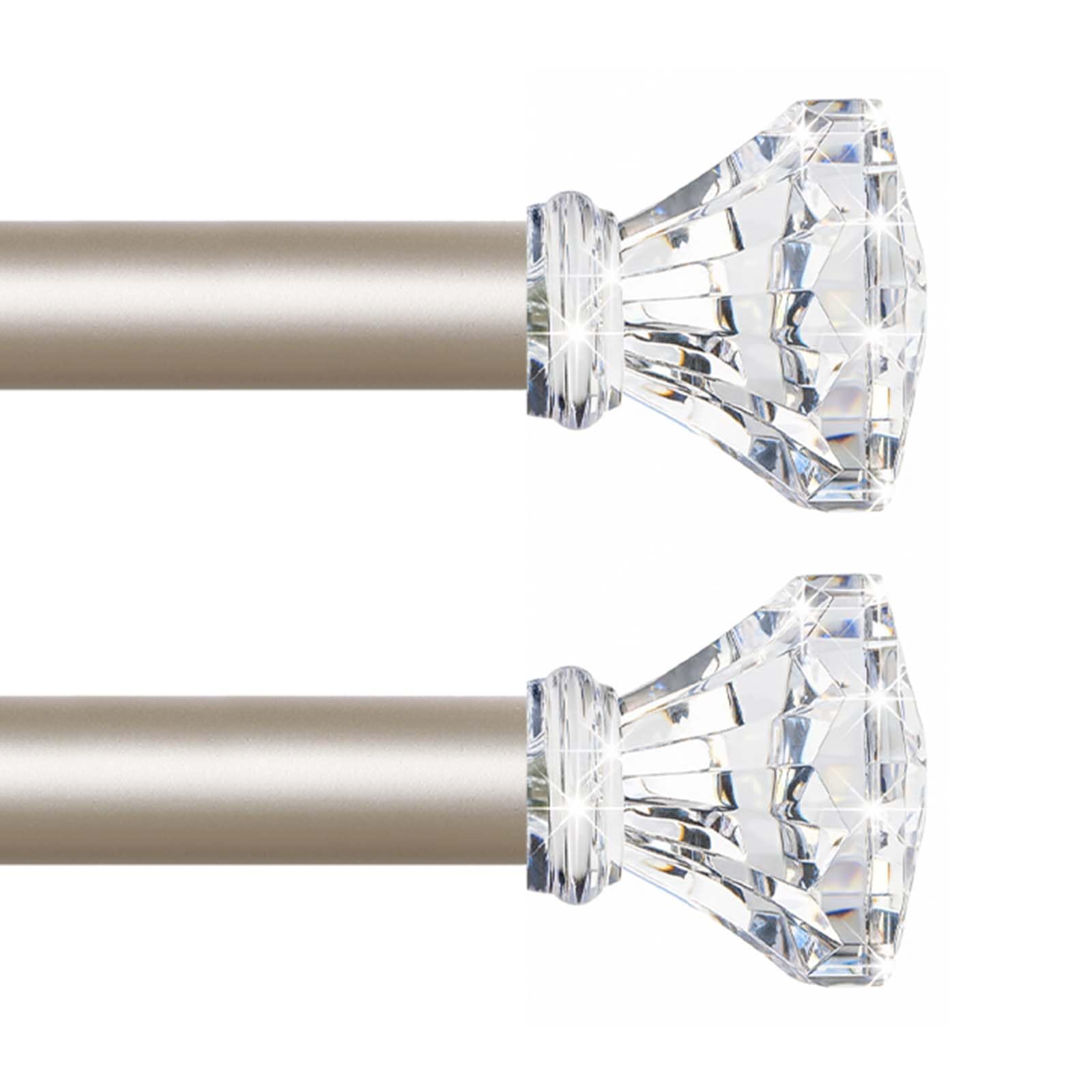 TVWOO Silver Curtain Rods 48 to 84 Inch,3/4 Inch Adjustable Curtain Rod Set,Modern Single Window Curtains Rods,Heavy Duty Curtain Rods,Acrylic Finials Decorative Drapery Rods 36-88”,Antique Silver