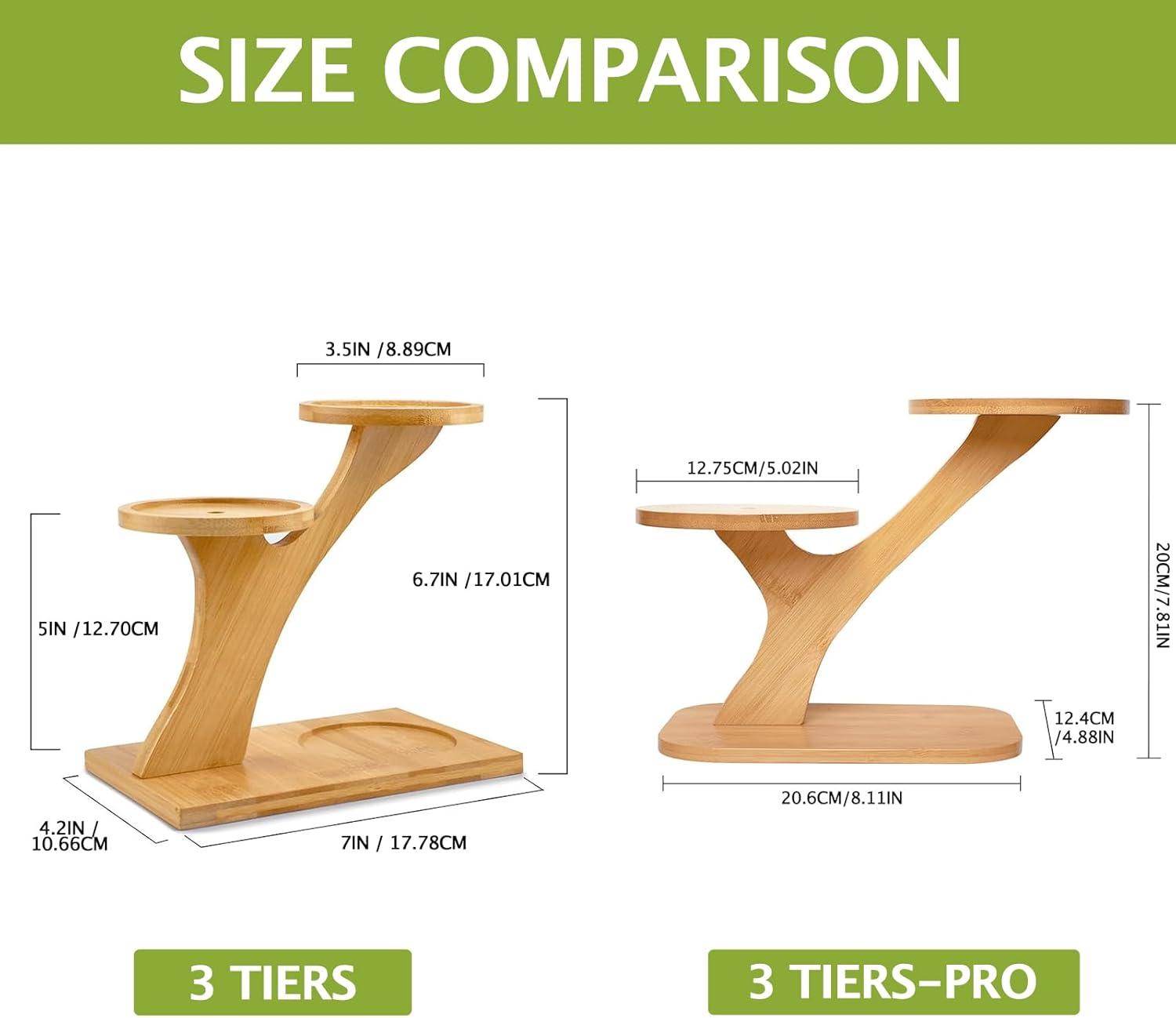 XXXFLOWER Bamboo Plant Stand ,3 Tiers Indoor Succulent Windowsill Shelf - Small Tabletop Plant Holder for Home, Office, Living Room, Bedroom Decoration 2pc