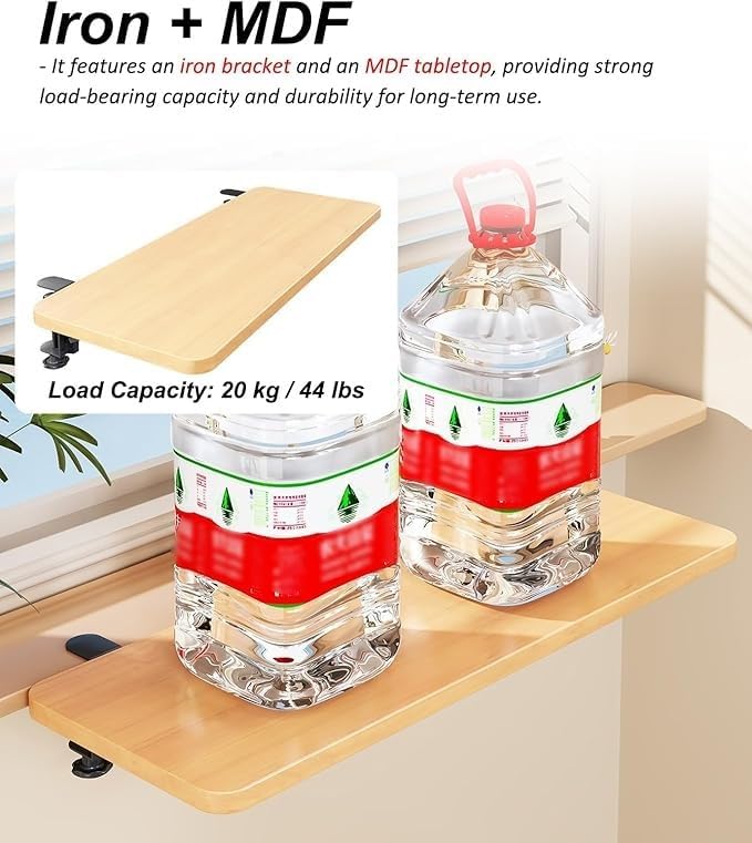 Clamp-on Foldable Window Sill Extension, No Drill Computer Desk Extender Table, Ledge Countertop Board, Detachable Plant Shelf(60x20cm(23 5/8x7 7/8"))