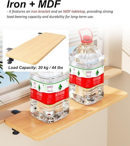 Clamp-on Foldable Window Sill Extension, No Drill Computer Desk Extender Table, Ledge Countertop Board, Detachable Plant Shelf(60x20cm(23 5/8x7 7/8"))