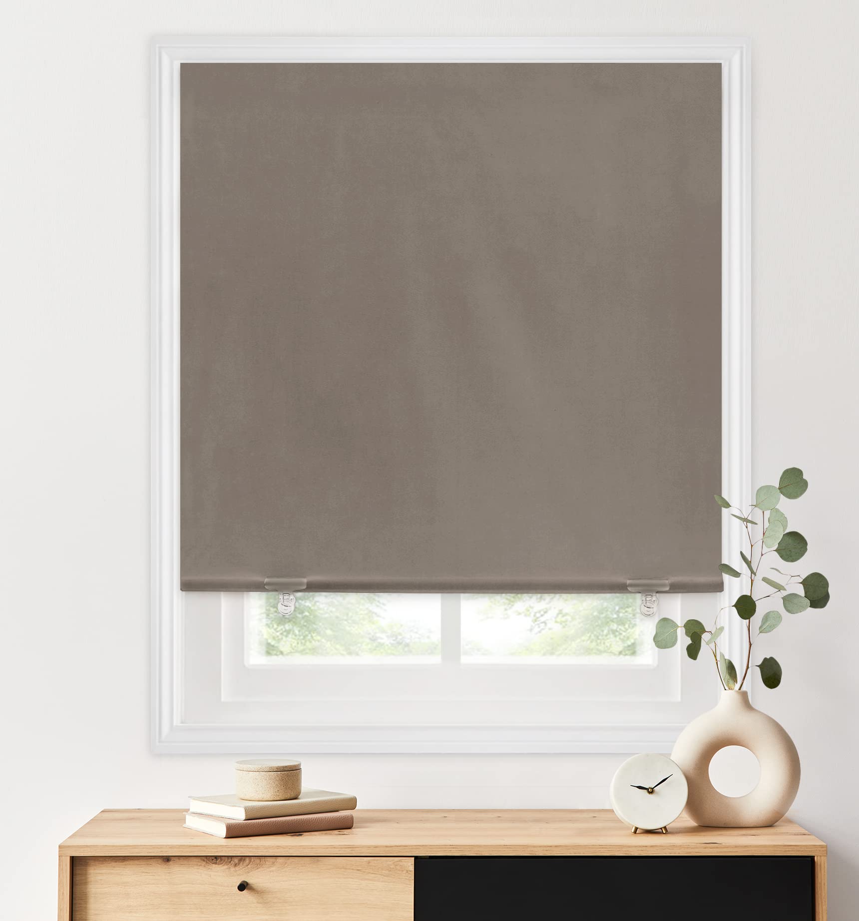 LazBlinds 100% Blackout Roller Shades, No Tools No Drill Cordless Blinds for Windows, Thermal Insulated UV Protection Privacy Window Shades for Bedroom (36''W x 72''H, Black)