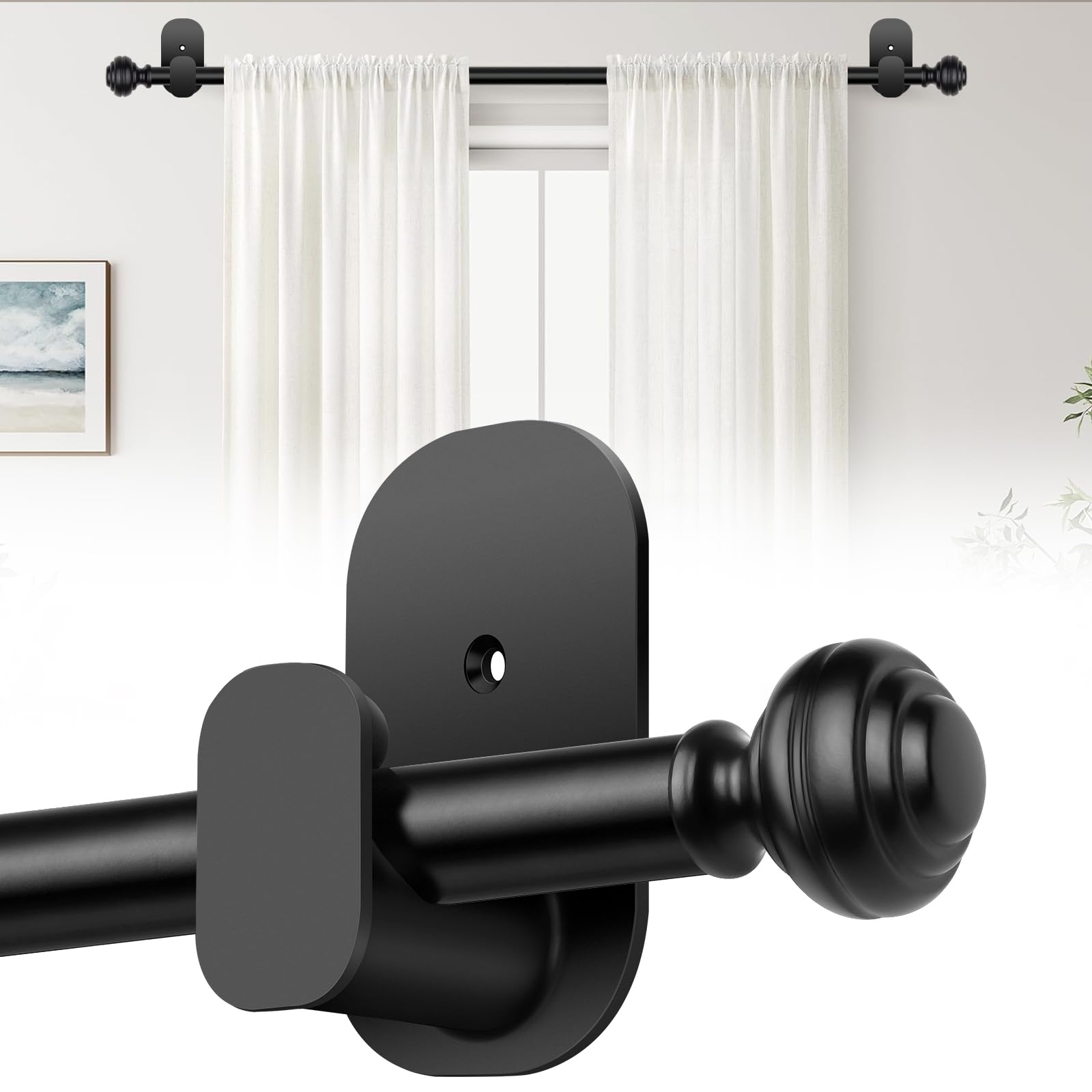 KAMANINA Curtain Rods for Windows 48 to 84 Inches (4-7ft) Heavy Duty Curtain Rods, 7/8 Inch Adjustable Decorative Drapery Rods Set with Modern Finials, Gold