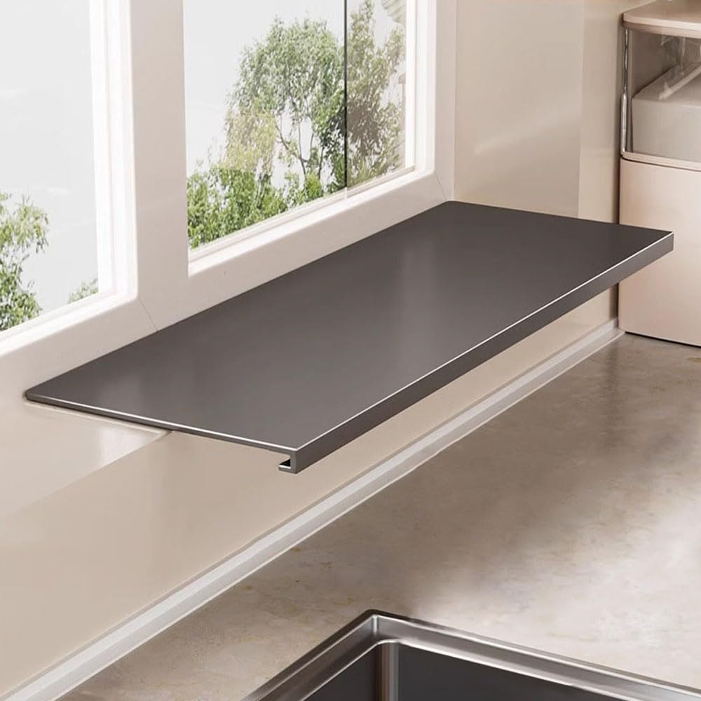 Window Sill Extender Plate, 15.8inch Carbon Steel Storage Shelf, Heavy Duty Countertop Extension Board with Magnetic Base for Kitchen Organization Storage (40x20cm/15.8x7.8in)