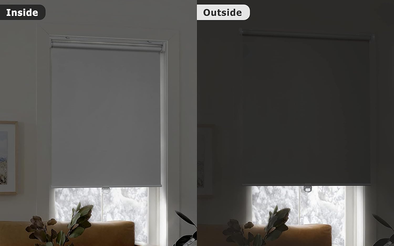 LazBlinds No Tools No Drill Cordless Roller Shades, 100% Blackout Roller Blinds for Windows, Thermal Insulated UV Protection Waterproof Roll Up Window Blinds and Shades, 28'' W x 72'' H, White