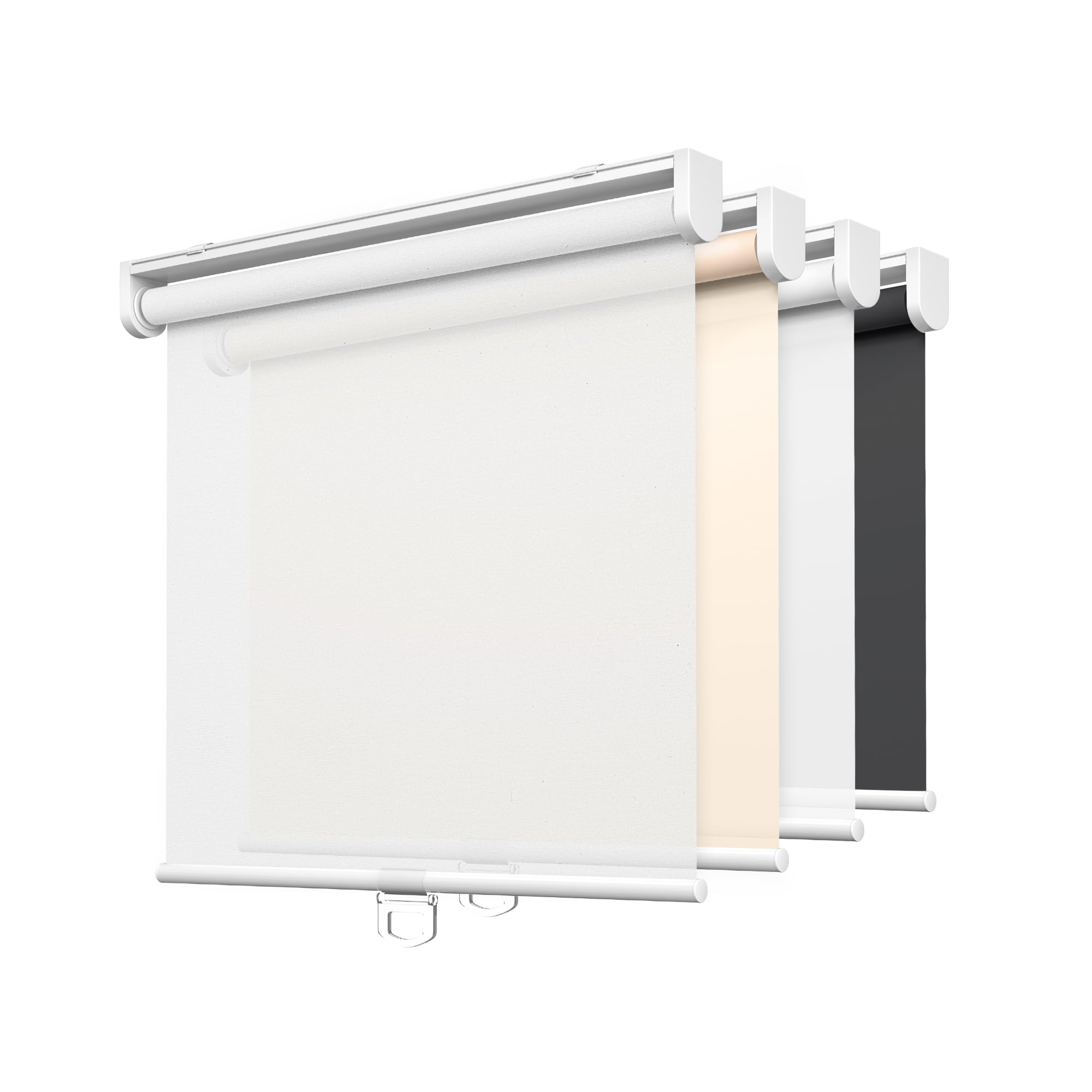 LazBlinds No Tools No Drill Cordless Roller Shades, 100% Blackout Roller Blinds for Windows, Thermal Insulated UV Protection Waterproof Roll Up Window Blinds and Shades, 28'' W x 72'' H, White