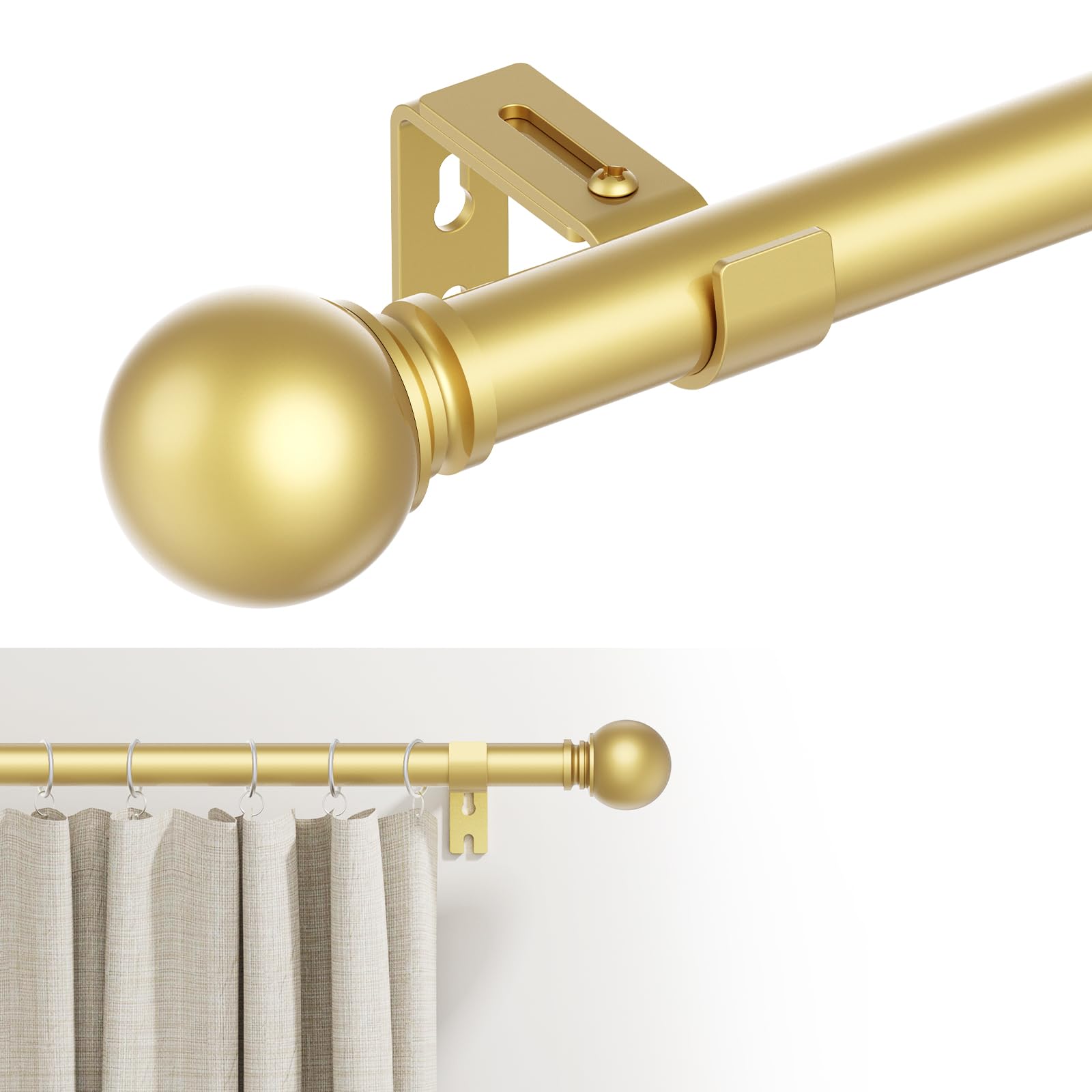 GXOACKJ Curtain Rods for windows 32-48 inch, 5/8 inch Decorative Gold Splicing Heavy Duty Metal Curtain Rod set with Brackets