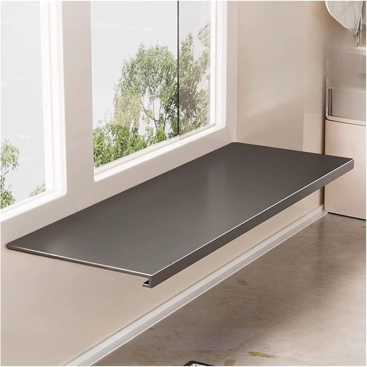 AWSAD Window Sill Extender 24x10in Countertop Extension Board with Magnetic Base Carbon Steel Ledge Plant Shelf for Kitchen, Bathroom(Black)
