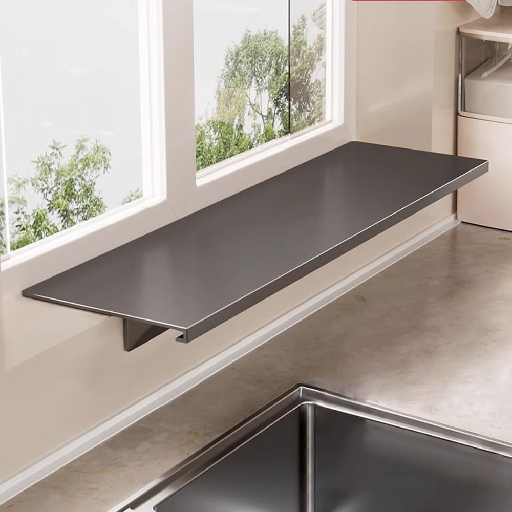 Window Sill Extender Plate, 23.6inch Carbon Steel Storage Shelf, Heavy Duty Countertop Extension Board with Magnetic Base for Kitchen Organization Storage (60x20cm/23.6x7.8in)