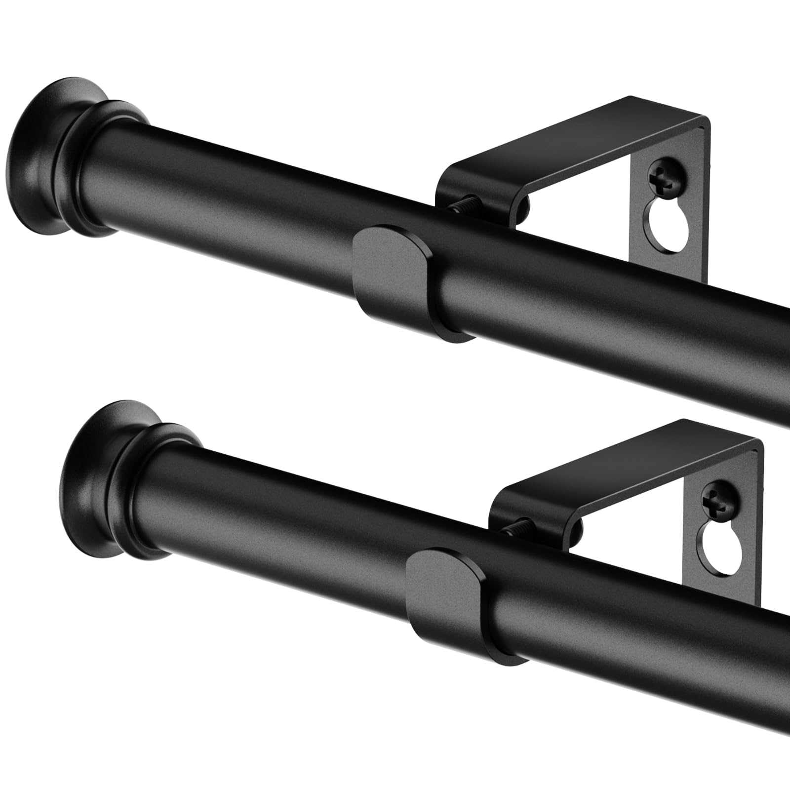 Standard Decorative Window Curtain Rods 30 to 116 Inch,5/8 Inch Diameter Small Curtain Rod Set, Heavy Duty Drapery Rods with Brackets-Black