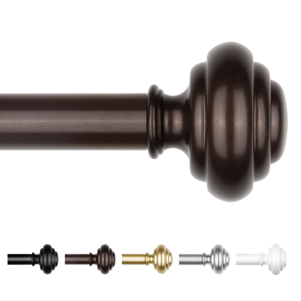 KAMANINA Curtain Rods for Windows 48 to 84 Inches (4-7ft) Heavy Duty Curtain Rods, 7/8 Inch Adjustable Decorative Drapery Rods Set with Modern Finials, Gold