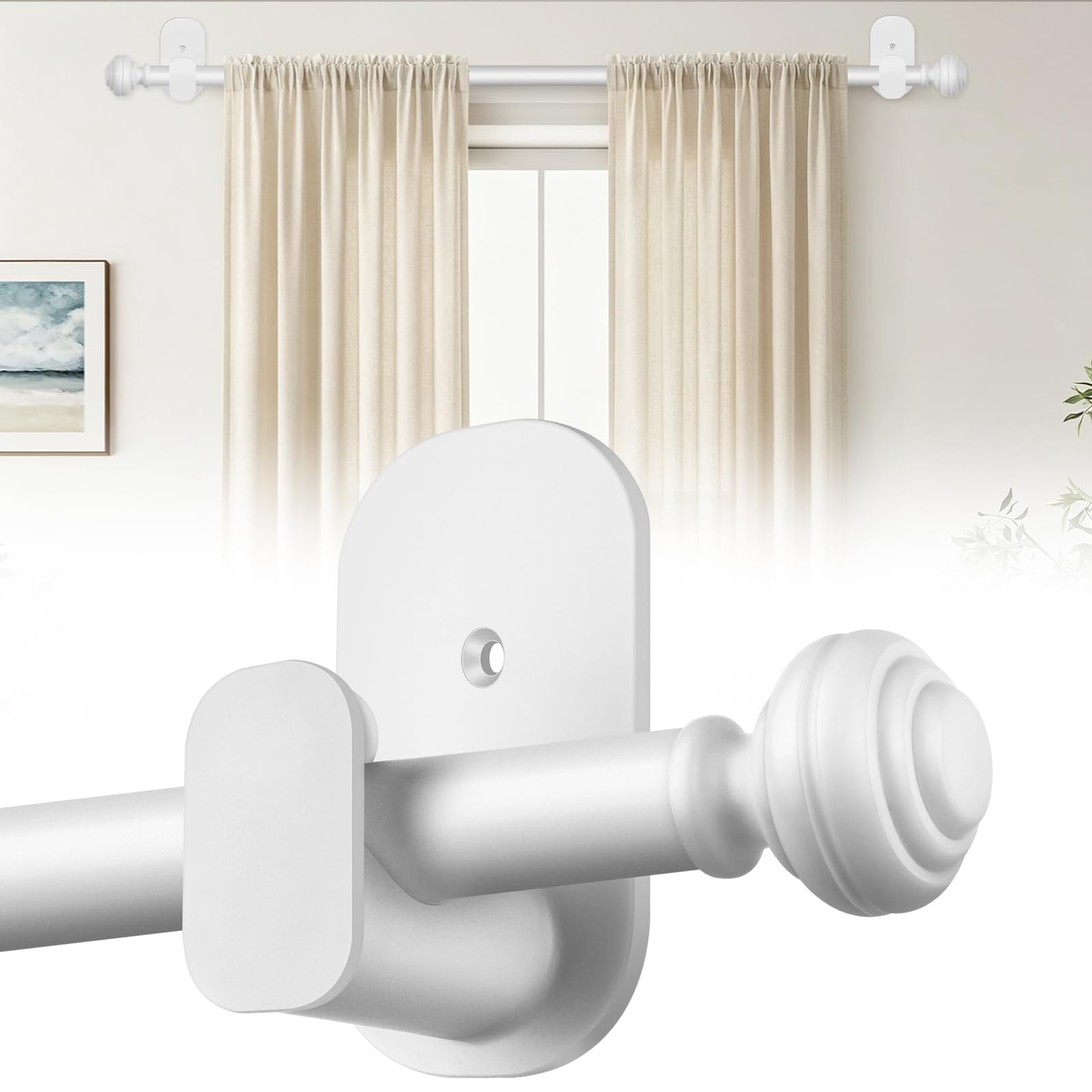 KAMANINA Curtain Rods for Windows 48 to 84 Inches (4-7ft) Heavy Duty Curtain Rods, 7/8 Inch Adjustable Decorative Drapery Rods Set with Modern Finials, Gold