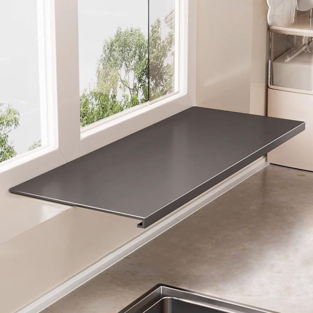 Window Sill Extender Plate, 15.8inch Carbon Steel Storage Shelf, Heavy Duty Countertop Extension Board with Magnetic Base for Kitchen Organization Storage (40x20cm/15.8x7.8in)