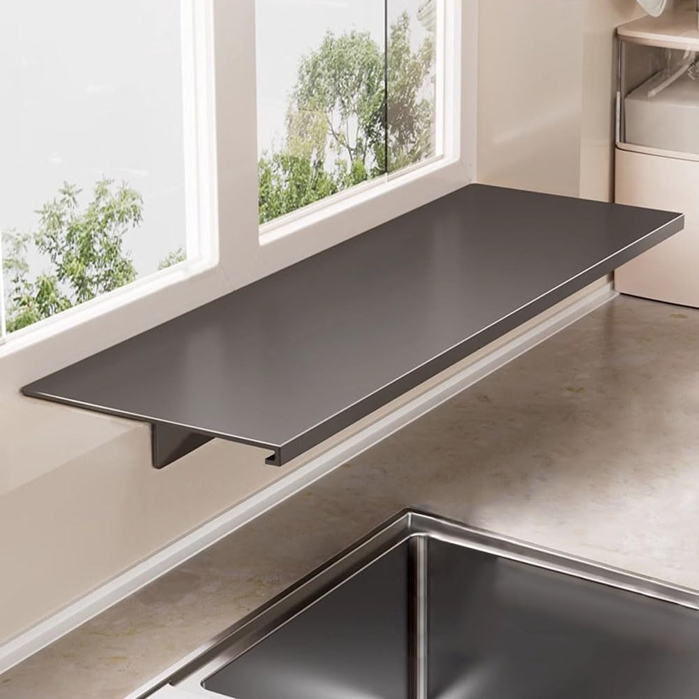 Window Sill Extender Plate, 23.6inch Carbon Steel Storage Shelf, Heavy Duty Countertop Extension Board with Magnetic Base for Kitchen Organization Storage (60x20cm/23.6x7.8in)