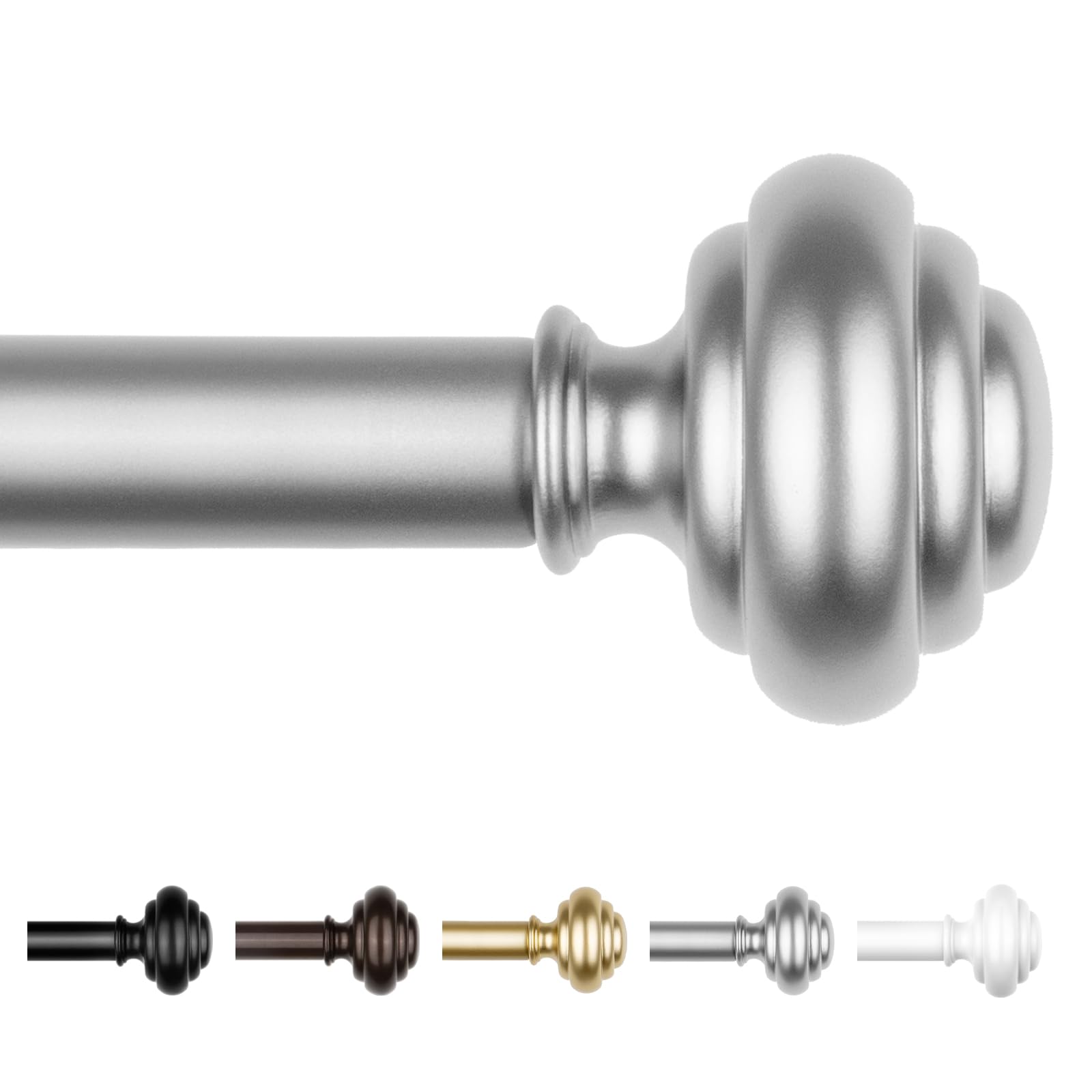 KAMANINA Curtain Rods for Windows 48 to 84 Inches (4-7ft) Heavy Duty Curtain Rods, 7/8 Inch Adjustable Decorative Drapery Rods Set with Modern Finials, Gold