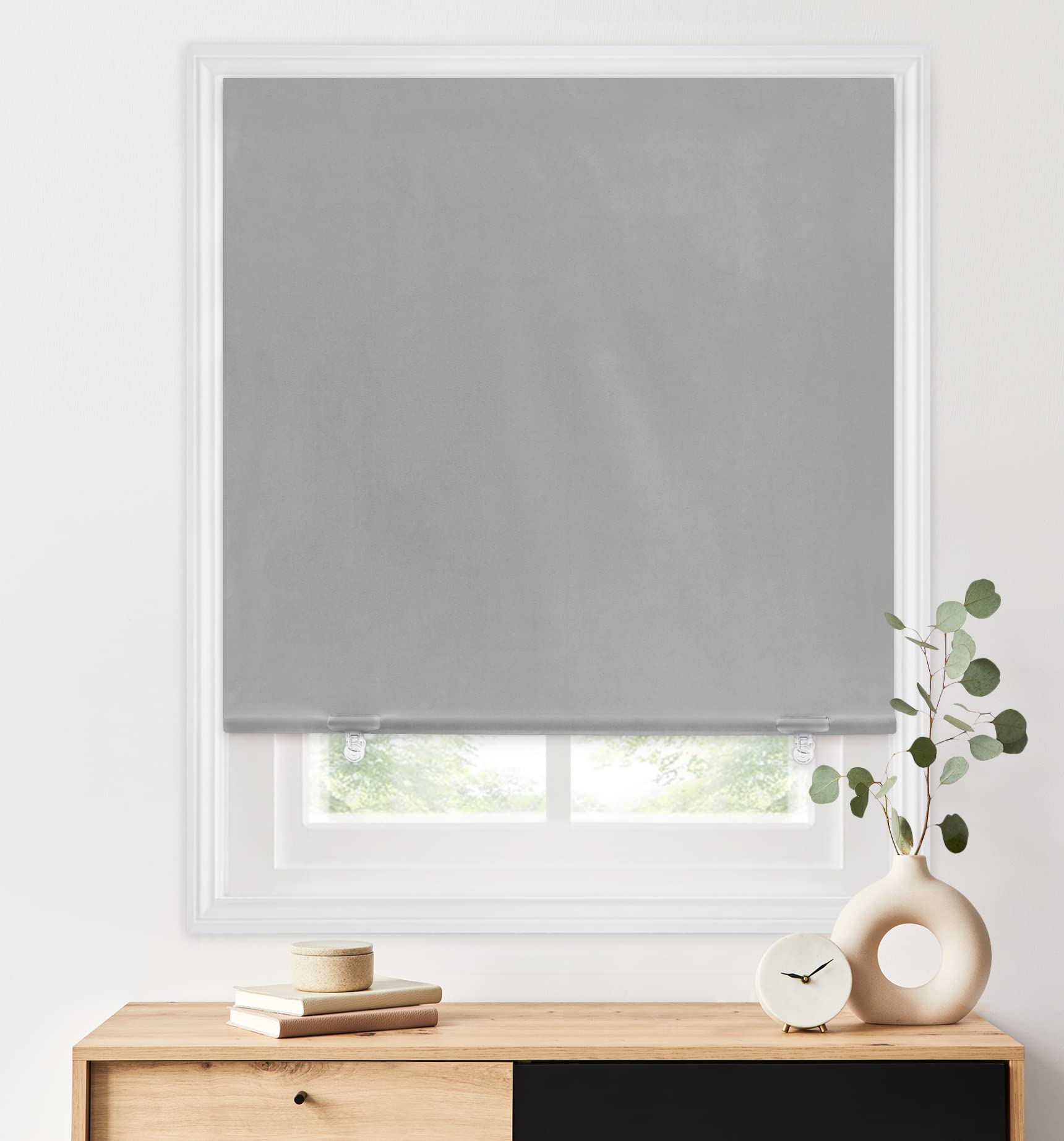 LazBlinds 100% Blackout Roller Shades, No Tools No Drill Cordless Blinds for Windows, Thermal Insulated UV Protection Privacy Window Shades for Bedroom (36''W x 72''H, Black)