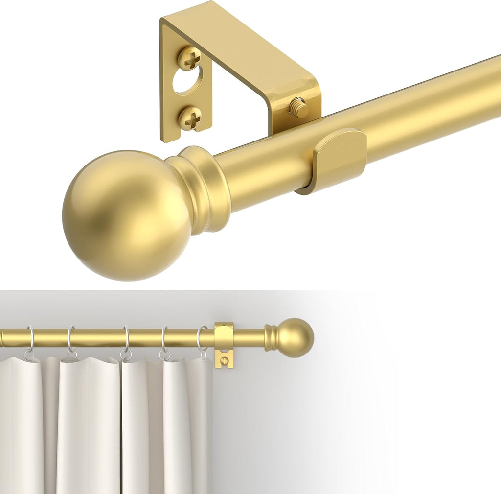 GXOACKJ Curtain Rods for windows 66-120 inch, 5/8 inch Decorative Gold Splicing Heavy Duty Metal Curtain Rod set with Brackets