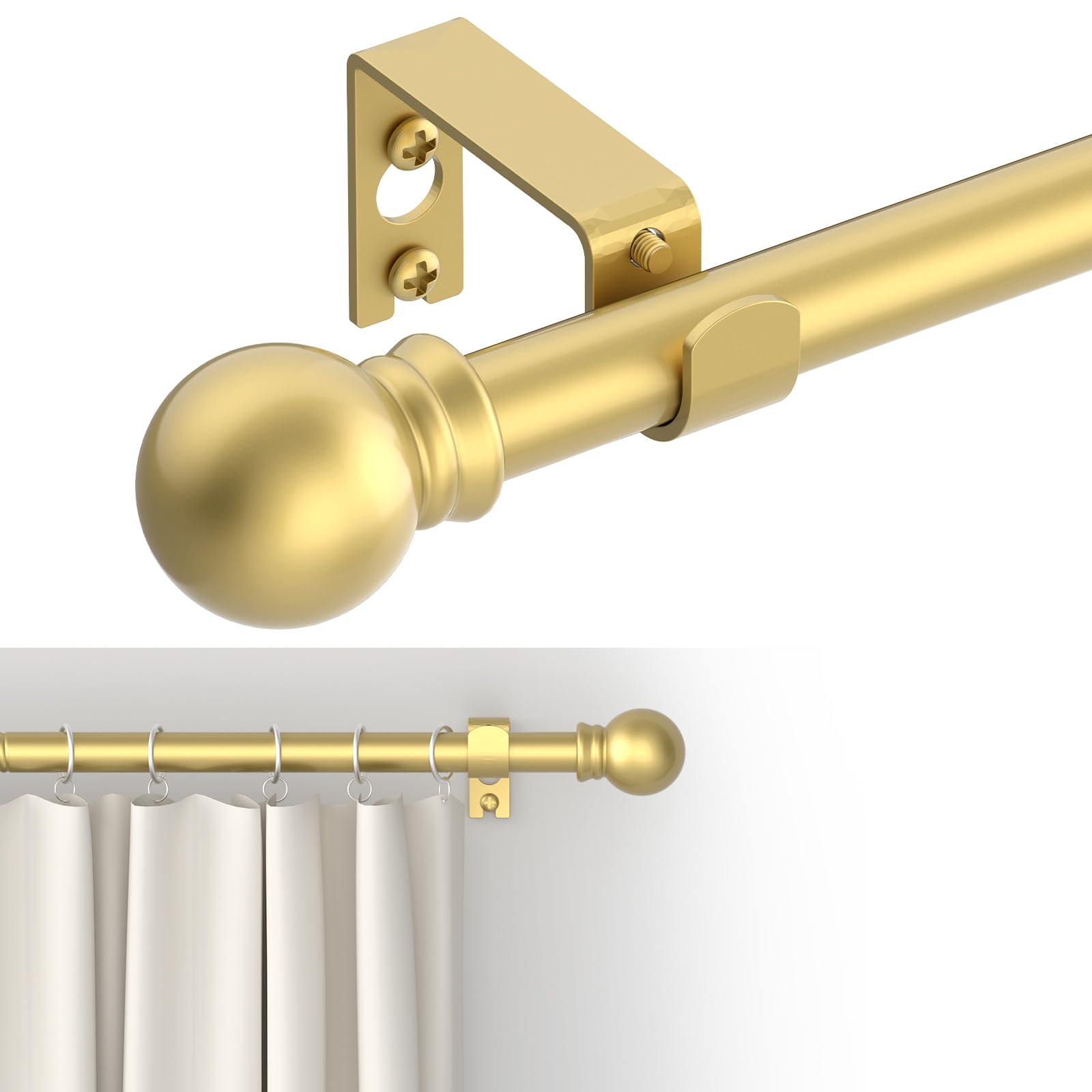 GXOACKJ Curtain Rods for windows 32 to 62 inch,5/8 inch Decorative Curtain Rod Set,Brown Splicing Heavy Duty Metal Curtain Rod with Brackets