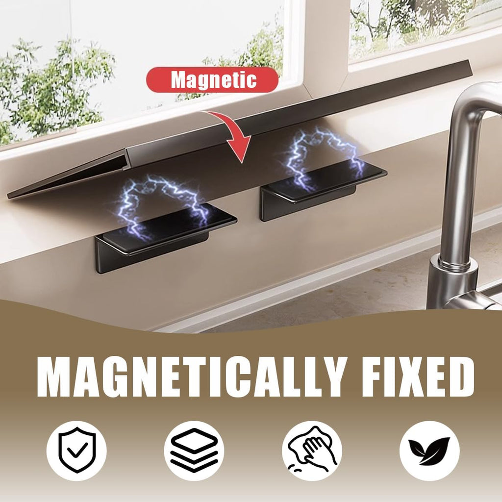 Window Sill Extender Plate, 23.6inch Carbon Steel Storage Shelf, Heavy Duty Countertop Extension Board with Magnetic Base for Kitchen Organization Storage (60x20cm/23.6x7.8in)