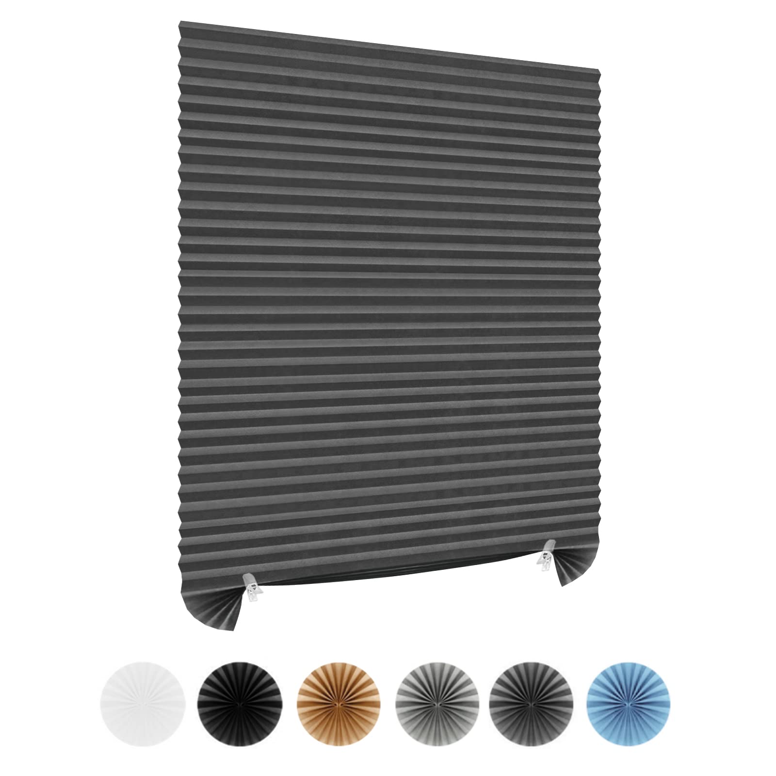 Window Blinds Cordless No Drill Cut to Size Clip On Stick On Self Adhesive Temporary Blinds Pleated Paper Blinds for Windows Doors Shades for Home Nursery Bedroom Kitchen Bathroom