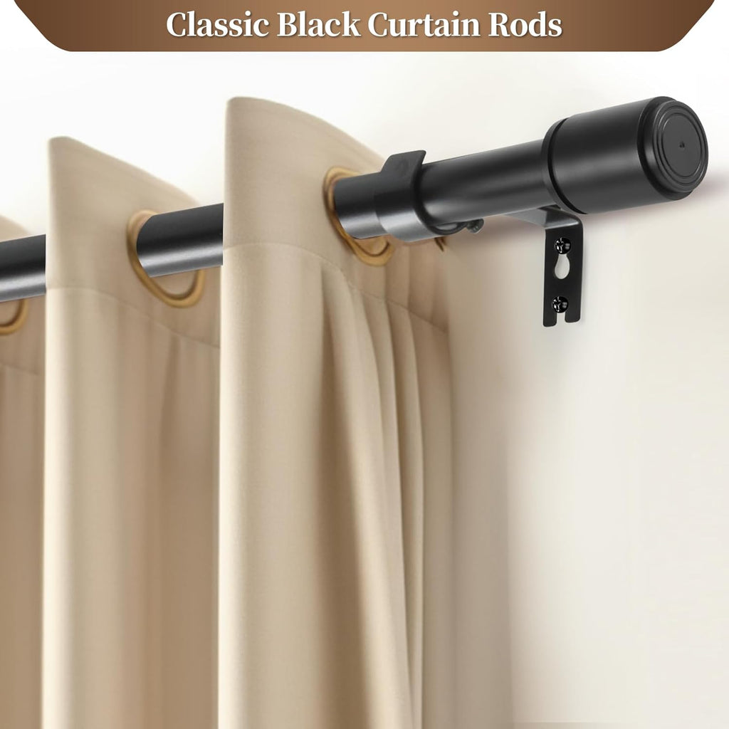 Heavy Duty 1 Inch Corner Curtain Rods Set 30-87 Inch Curtain Rod for Windows L Shaped Curtain Rods Window Curtain Rods Set (Black)