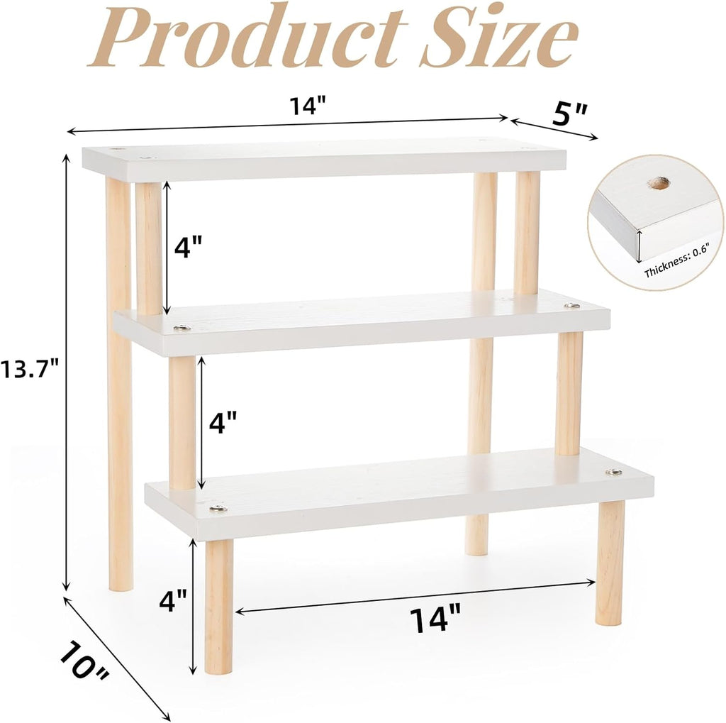 Eorbow 3-Tier Desk Succulent Stand, 14" Windowsill Plant Ladder Shelf, Wooden Multi Tiered Flower Pot Holder, Indoor Plants Display Rack, Desktop Storage Organizer for Cupcake Spices