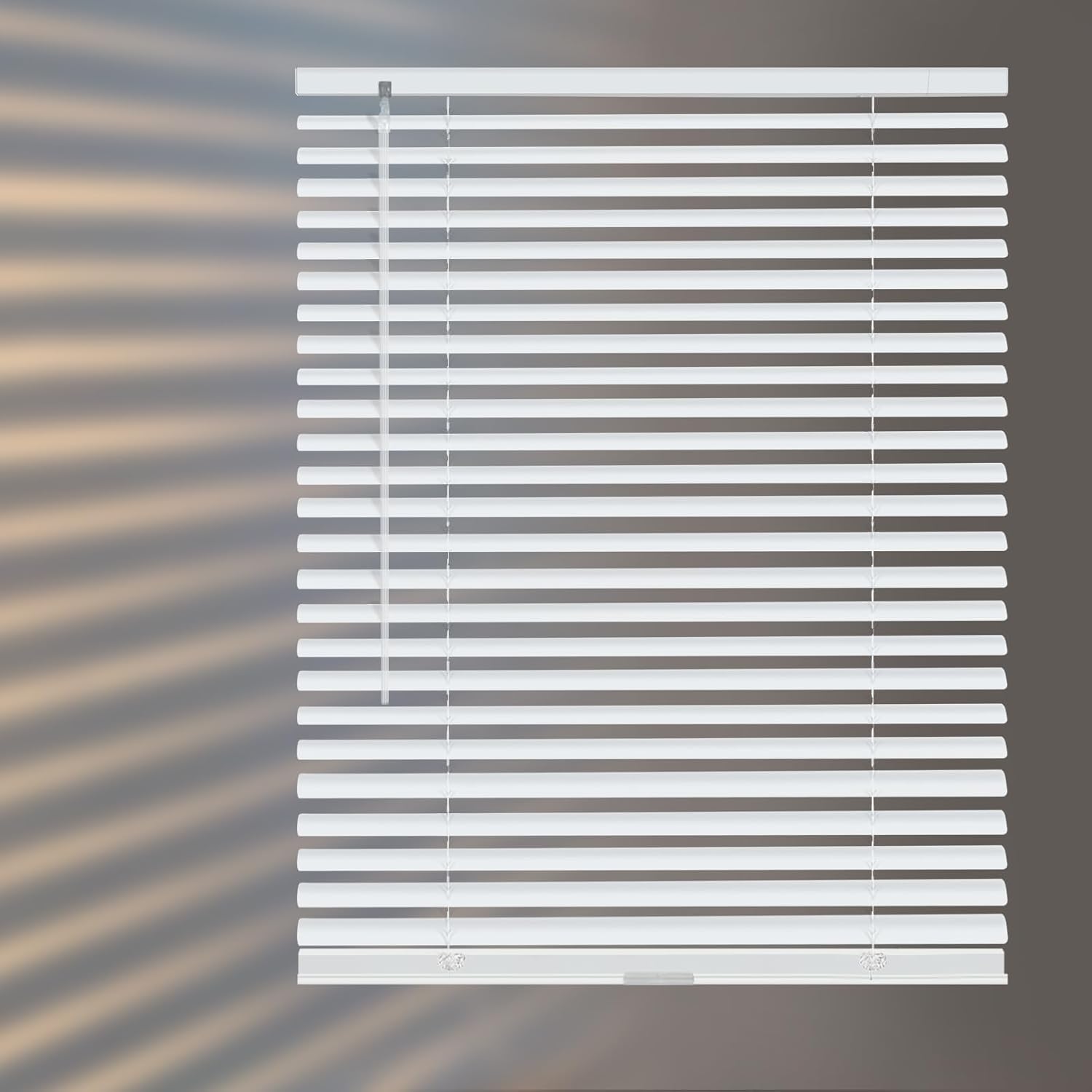 Aluminum Mini Blinds for Windows Cordless Horizontal Window Shades for Light Adjustment, Metal Venetian Blinds Waterproof for Bedroom, Bathroom, 18" W x 64" H, White