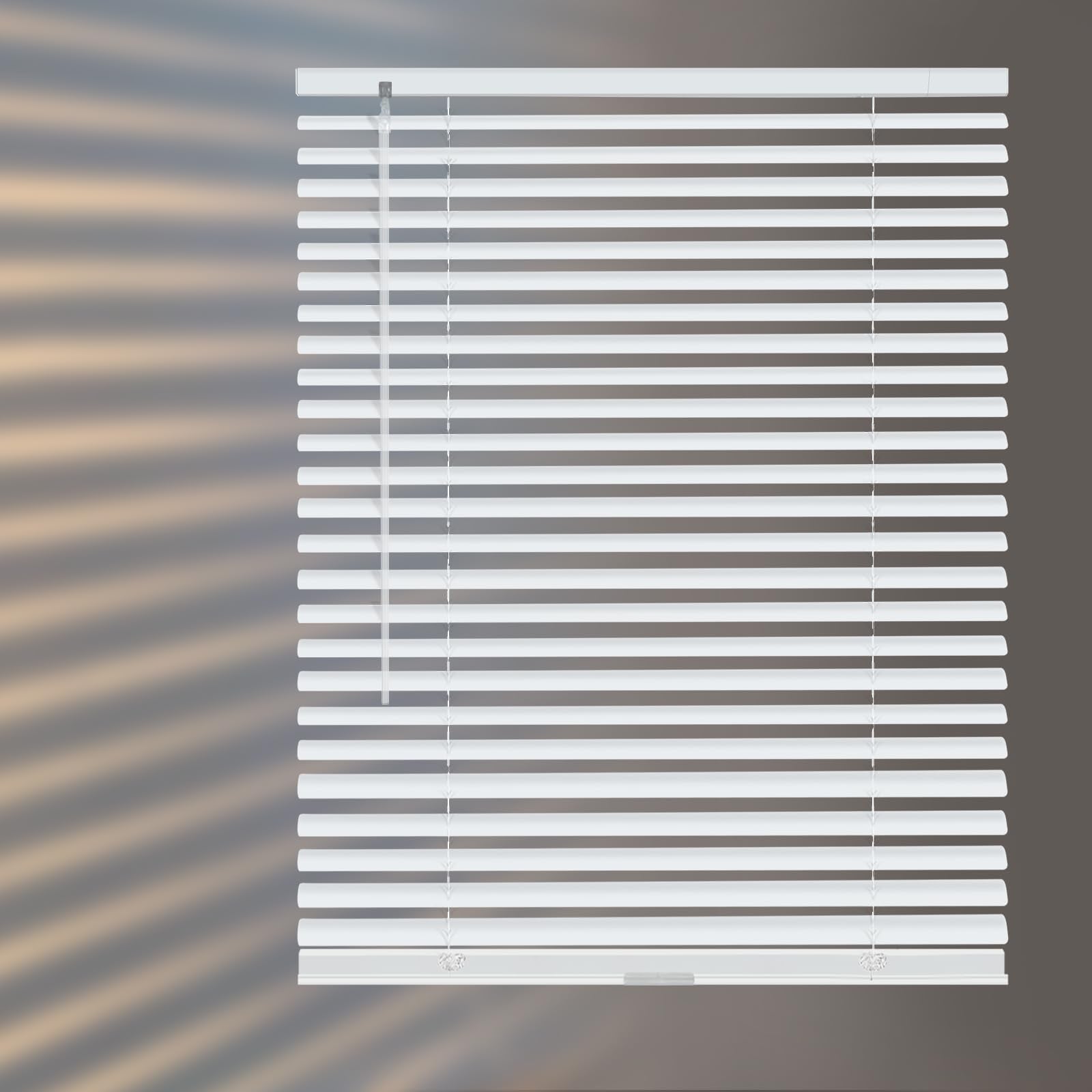 Aluminum Mini Blinds for Windows Cordless Horizontal Window Shades for Light Adjustment, Metal Venetian Blinds Waterproof for Bedroom, Bathroom, 18" W x 64" H, White