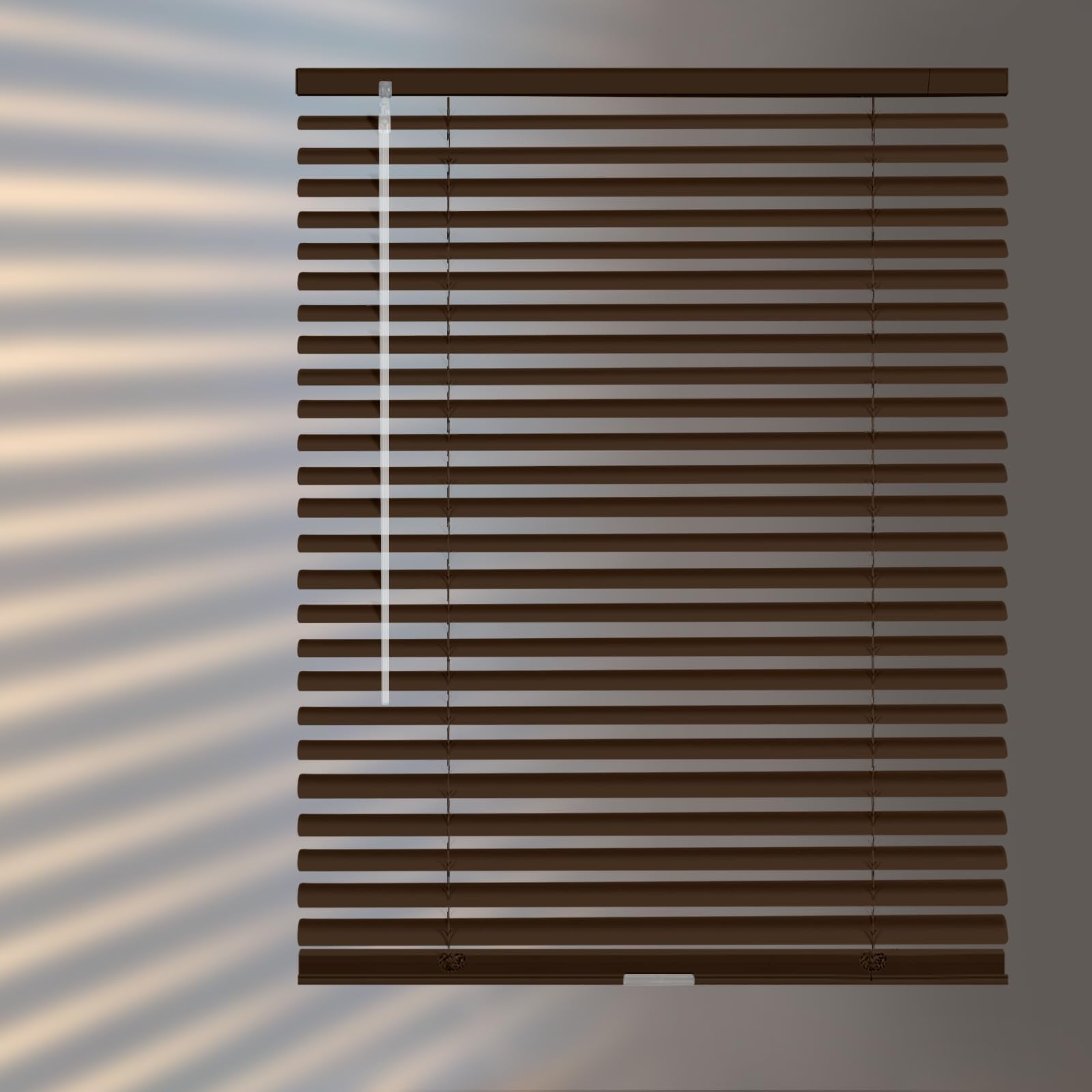 Aluminum Mini Blinds for Windows Cordless Horizontal Window Shades for Light Adjustment, Metal Venetian Blinds Waterproof for Bedroom, Bathroom, 18" W x 64" H, White