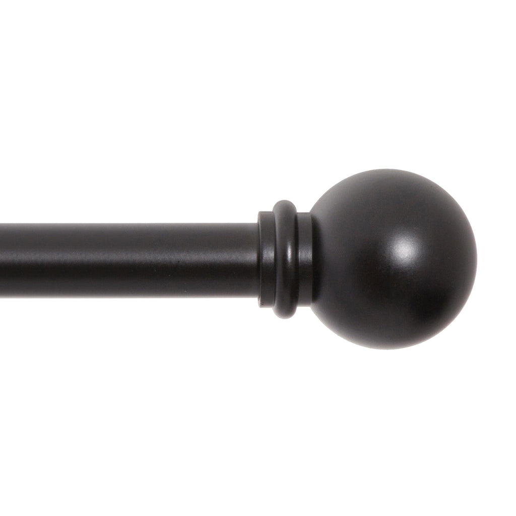 Kenney Chelsea Ball End Window Curtain Rod, Adjustable Curtain Rod for Windows 28 to 48 Inches, Extendable Curtain Rod Set, Black Curtain Rod