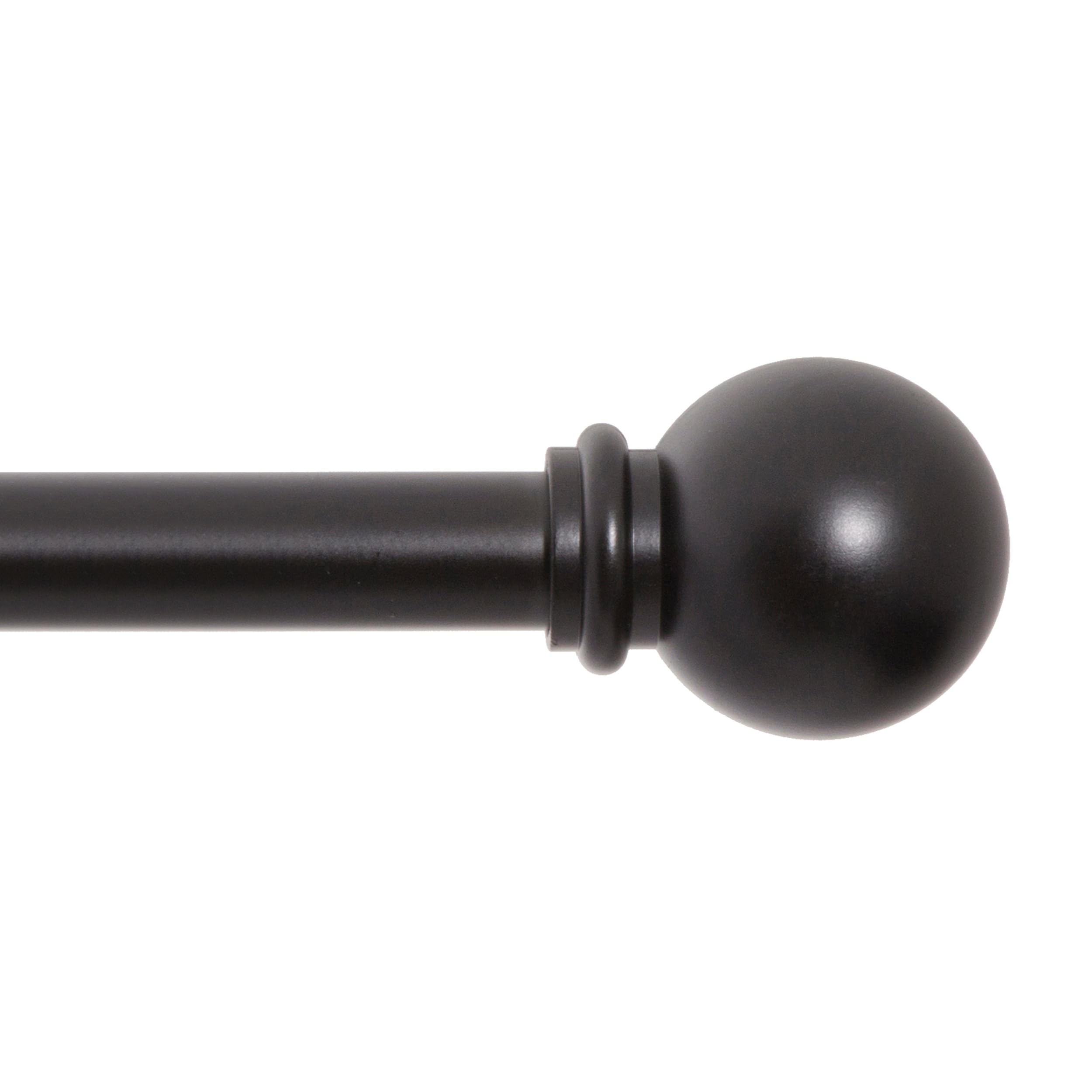 Kenney Chelsea Ball End Window Curtain Rod, Adjustable Curtain Rod for Windows 28 to 48 Inches, Extendable Curtain Rod Set, Black Curtain Rod