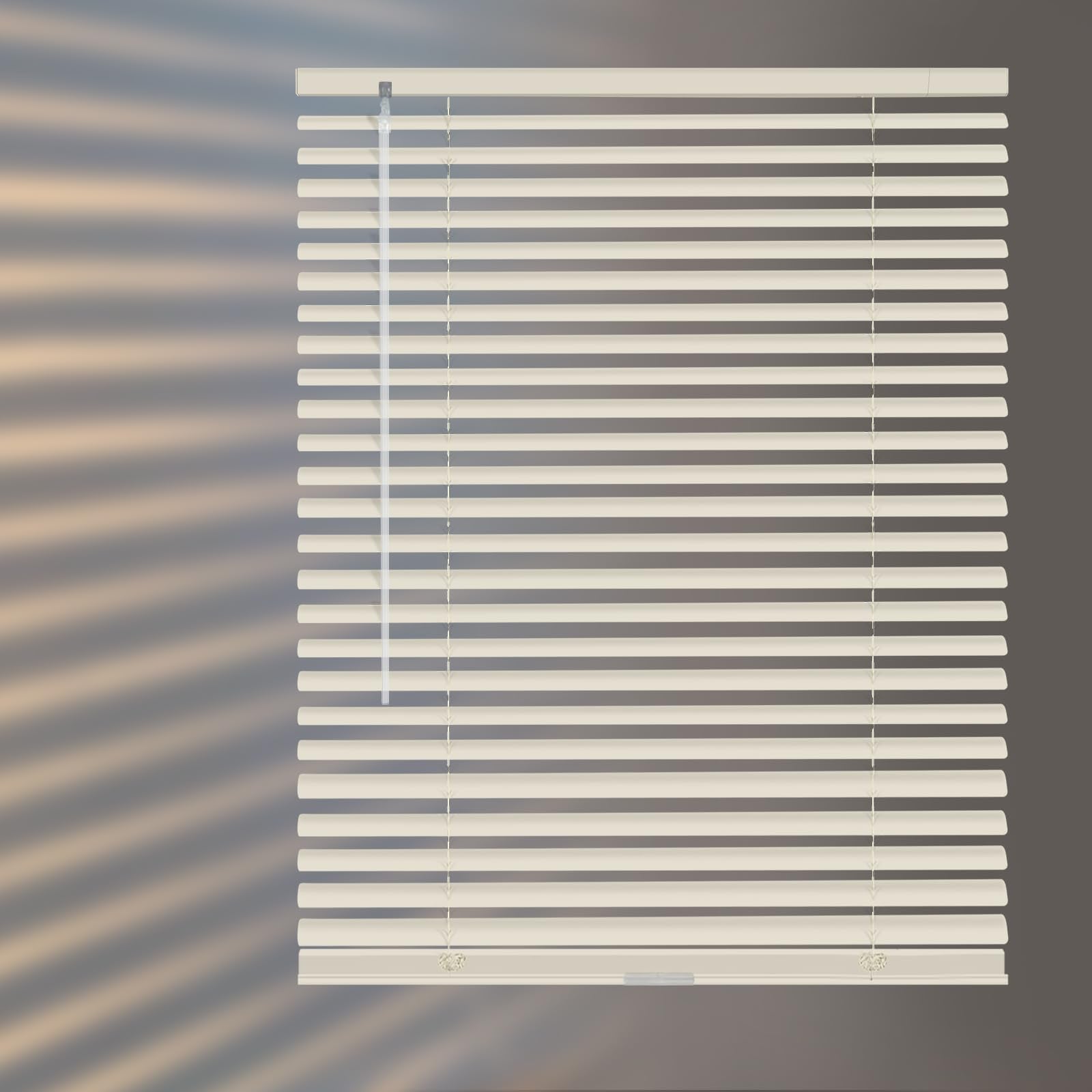 Aluminum Mini Blinds for Windows Cordless Horizontal Window Shades for Light Adjustment, Metal Venetian Blinds Waterproof for Bedroom, Bathroom, 18" W x 64" H, White