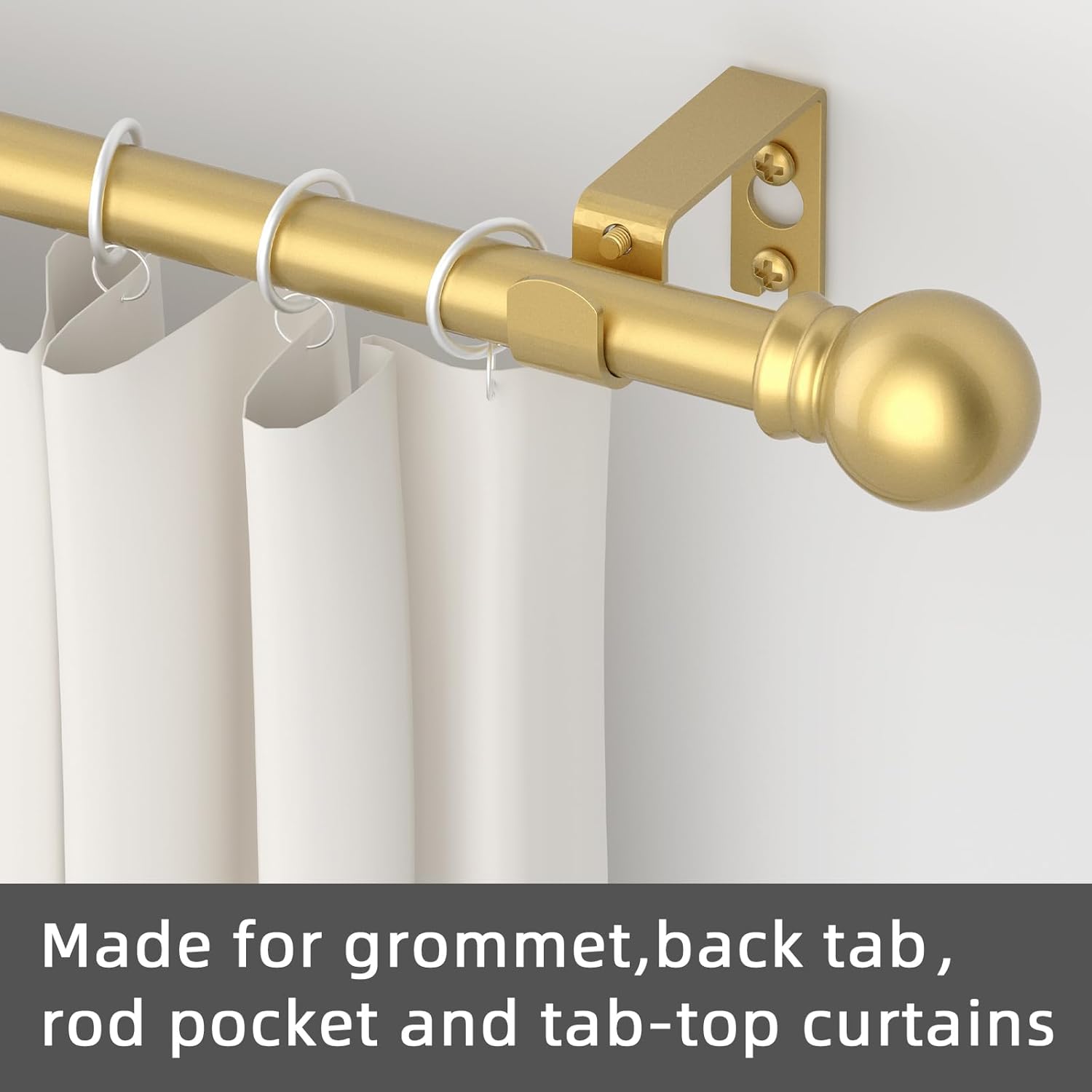 GXOACKJ Curtain Rods for windows 66-120 inch, 5/8 inch Decorative Gold Splicing Heavy Duty Metal Curtain Rod set with Brackets