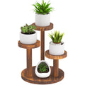 3 Tier Table Top Plant Stand Wooden Round,Small Window Sill Plant Shelf Indoor,Mini Desk Flower Succulent Stand Holder Rack,Little Display Stand for Desktop,Windowsill,Countertop,Kitchen,Oil Painting