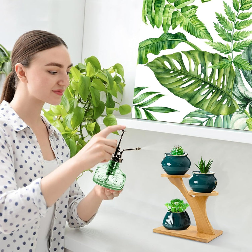 XXXFLOWER Bamboo Plant Stand ,3 Tiers Indoor Succulent Windowsill Shelf - Small Tabletop Plant Holder for Home, Office, Living Room, Bedroom Decoration 2pc