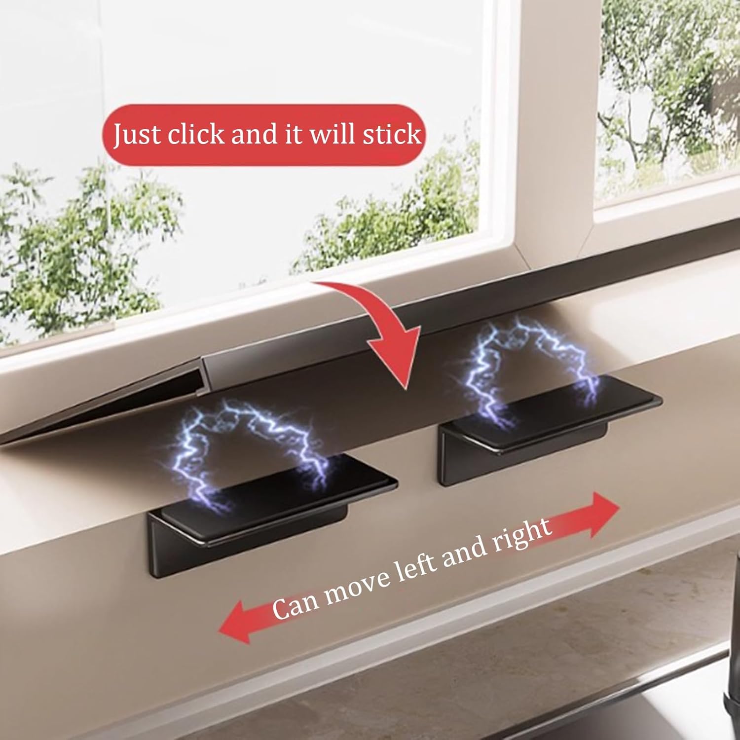 AWSAD Window Sill Extender 24x10in Countertop Extension Board with Magnetic Base Carbon Steel Ledge Plant Shelf for Kitchen, Bathroom(Black)